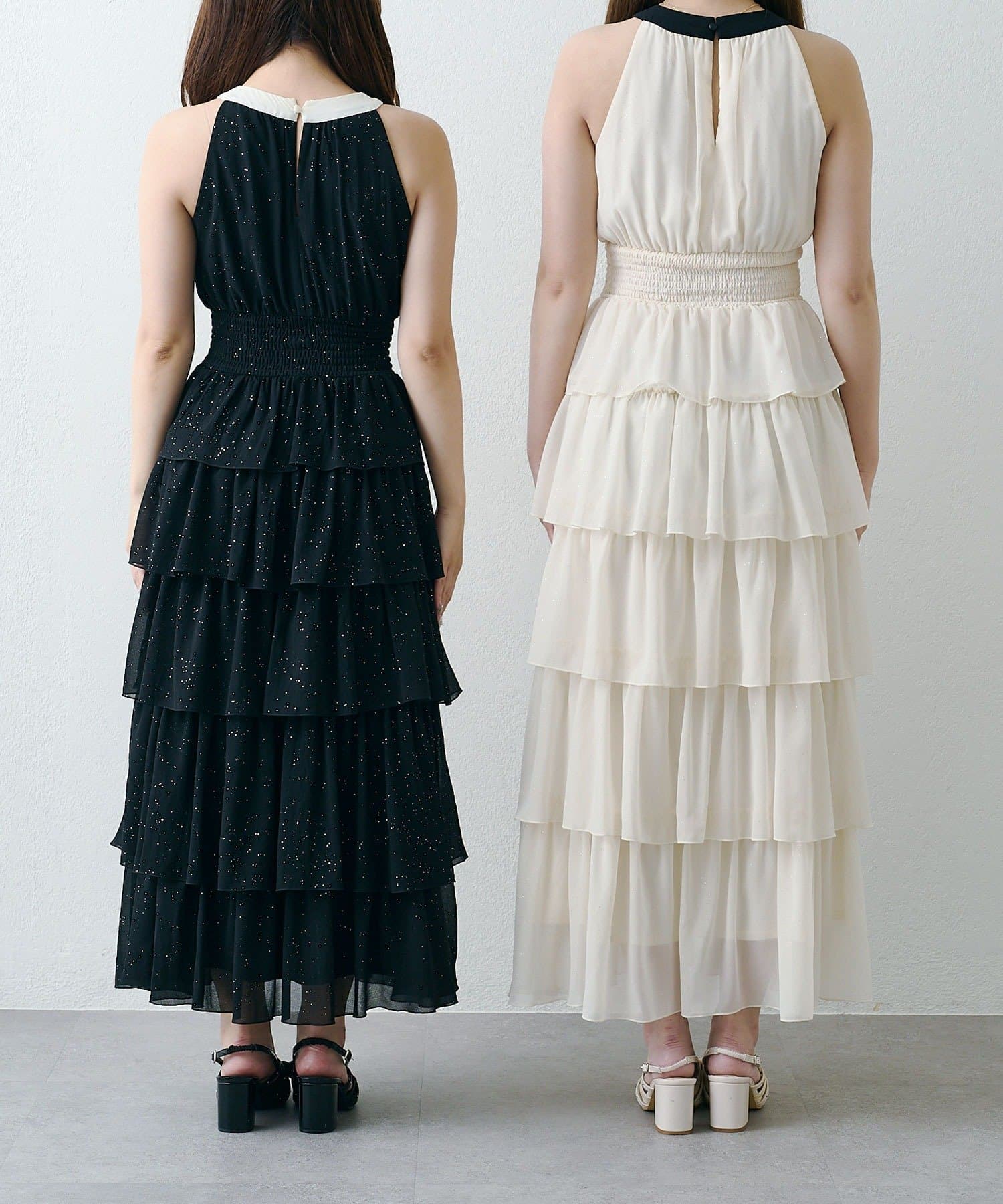 Belle Charme(ベルシャルム) Lace Chiffon Tiered Onepiece
