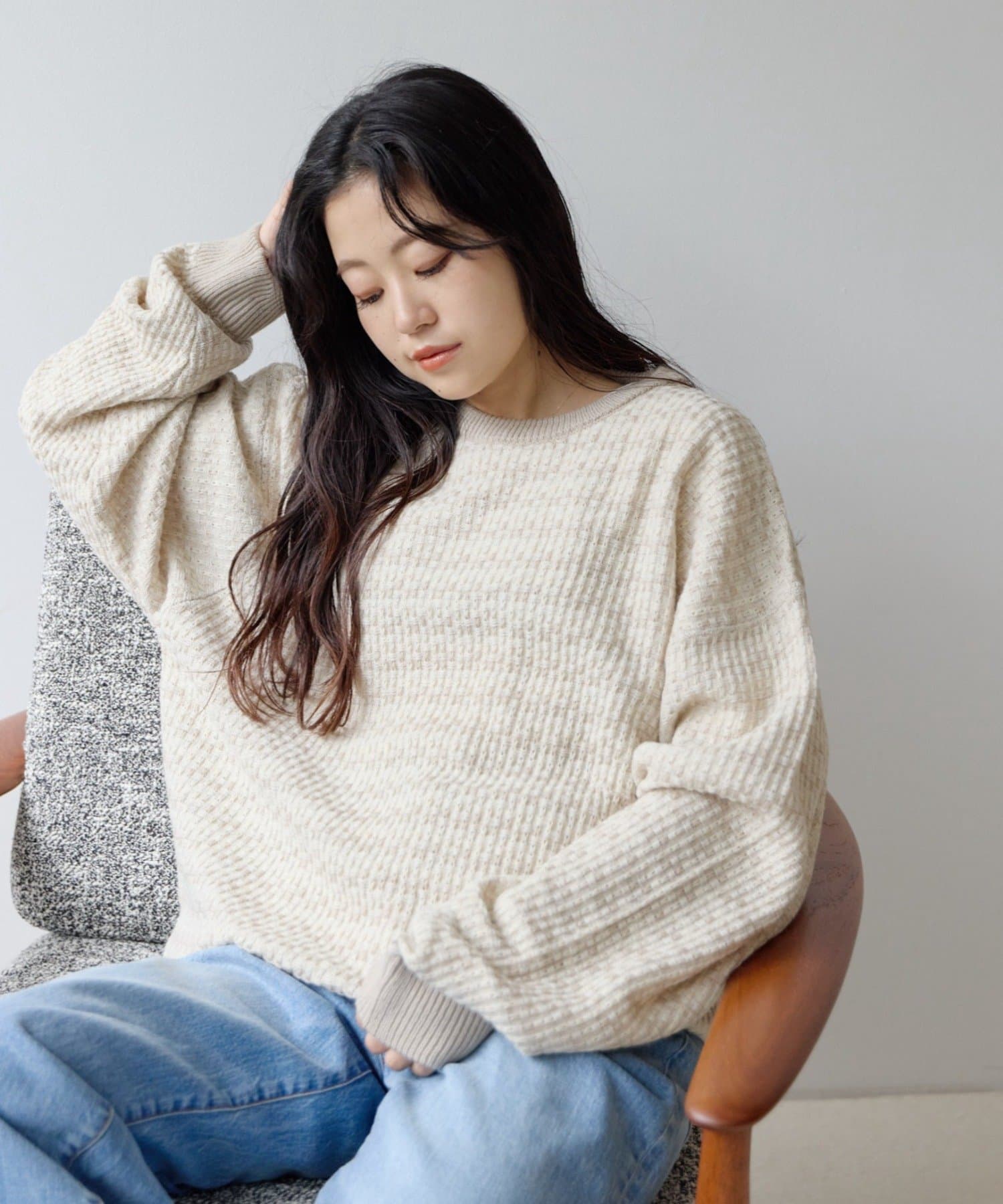 CIAOPANIC TYPY(チャオパニックティピー) 【UNISEX】クルーネックミックスヤーンカラーニット