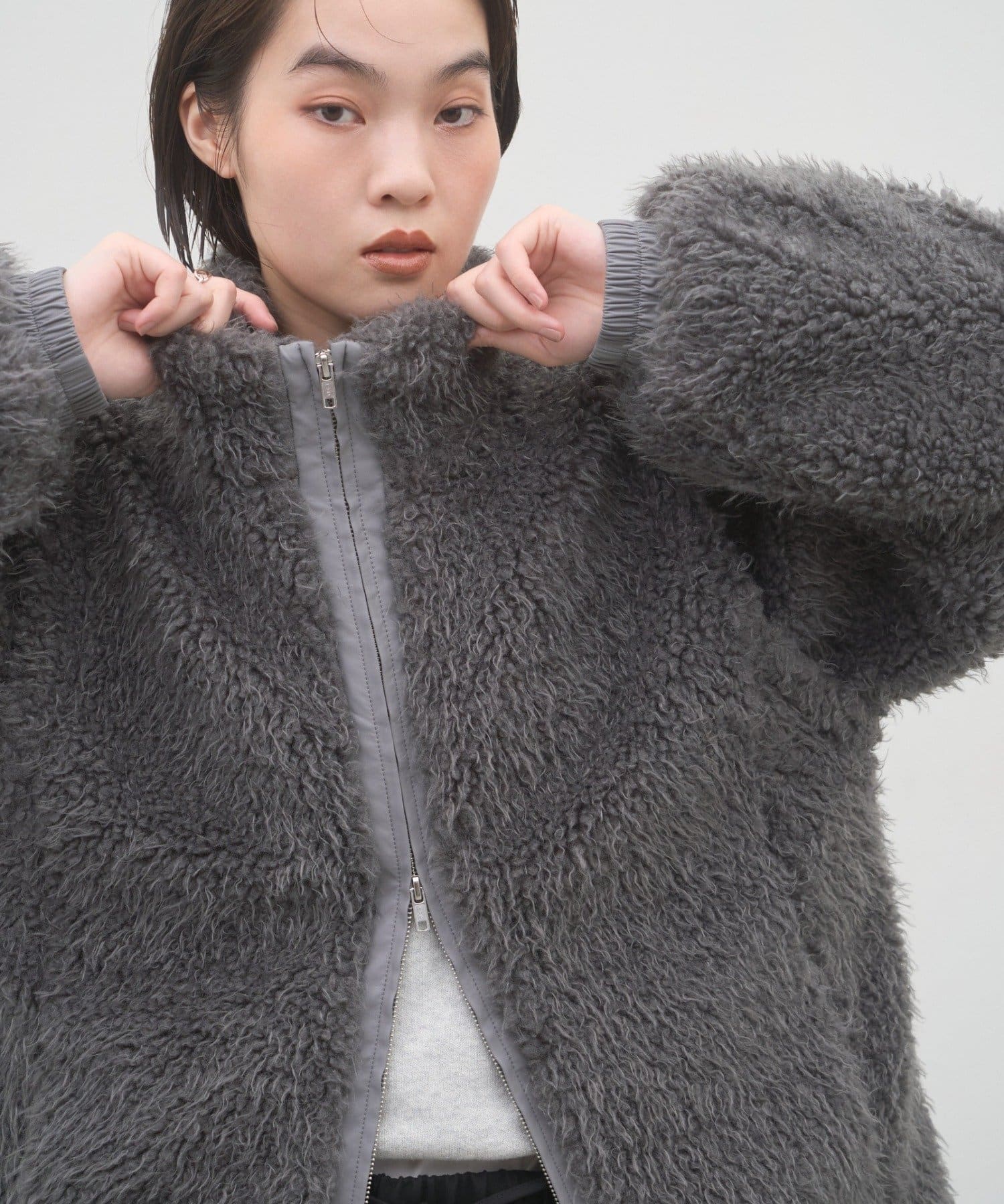 CIAOPANIC TYPY(チャオパニックティピー) 【26Winter展示会 出展商品】 2wayレザー使いZIPスタンドファーブルゾン