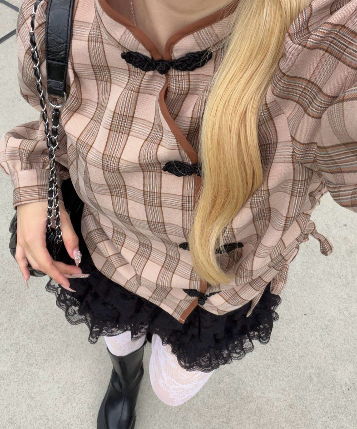 NICE CLAUP / OLIVE des OLIVE OUTLET(ナイスクラップ  / オリーブ デ オリーブ アウトレット) 【continuer】ドロストチャイナブラウス