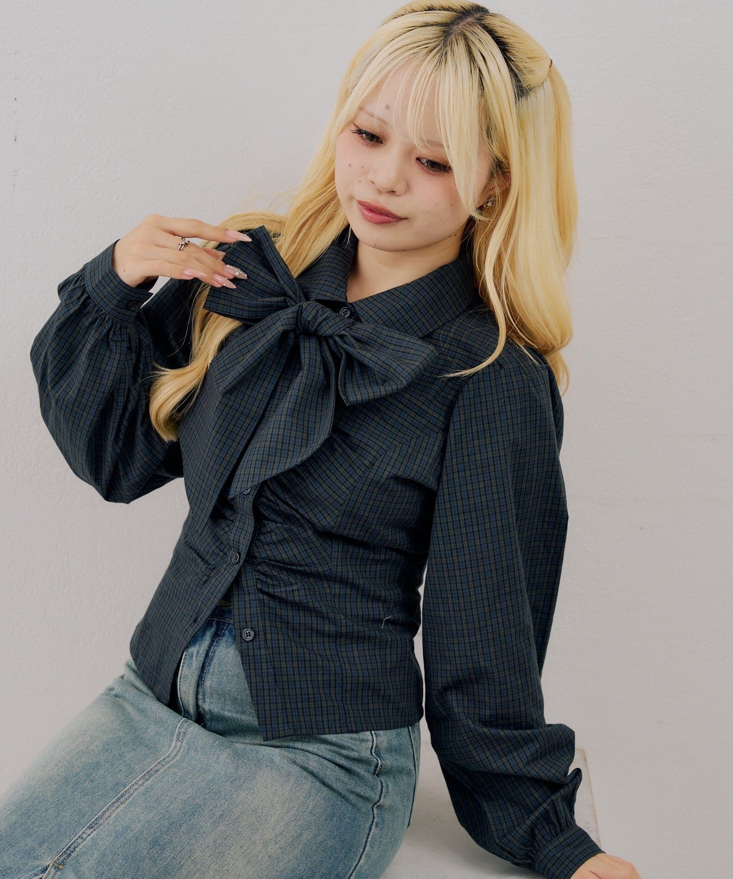 NICE CLAUP / OLIVE des OLIVE OUTLET(ナイスクラップ  / オリーブ デ オリーブ アウトレット) 【continuer】2wayボウタイギャザーブラウス