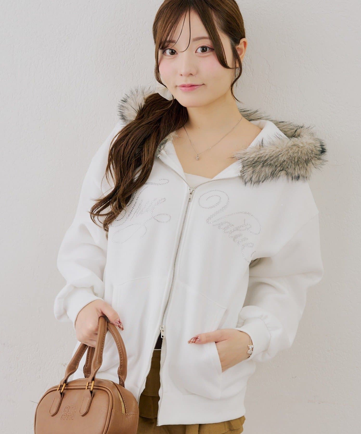 NICE CLAUP / OLIVE des OLIVE OUTLET(ナイスクラップ  / オリーブ デ オリーブ アウトレット) 【ANOTHER BRANCH】裏起毛ラメフェイクファーパーカー