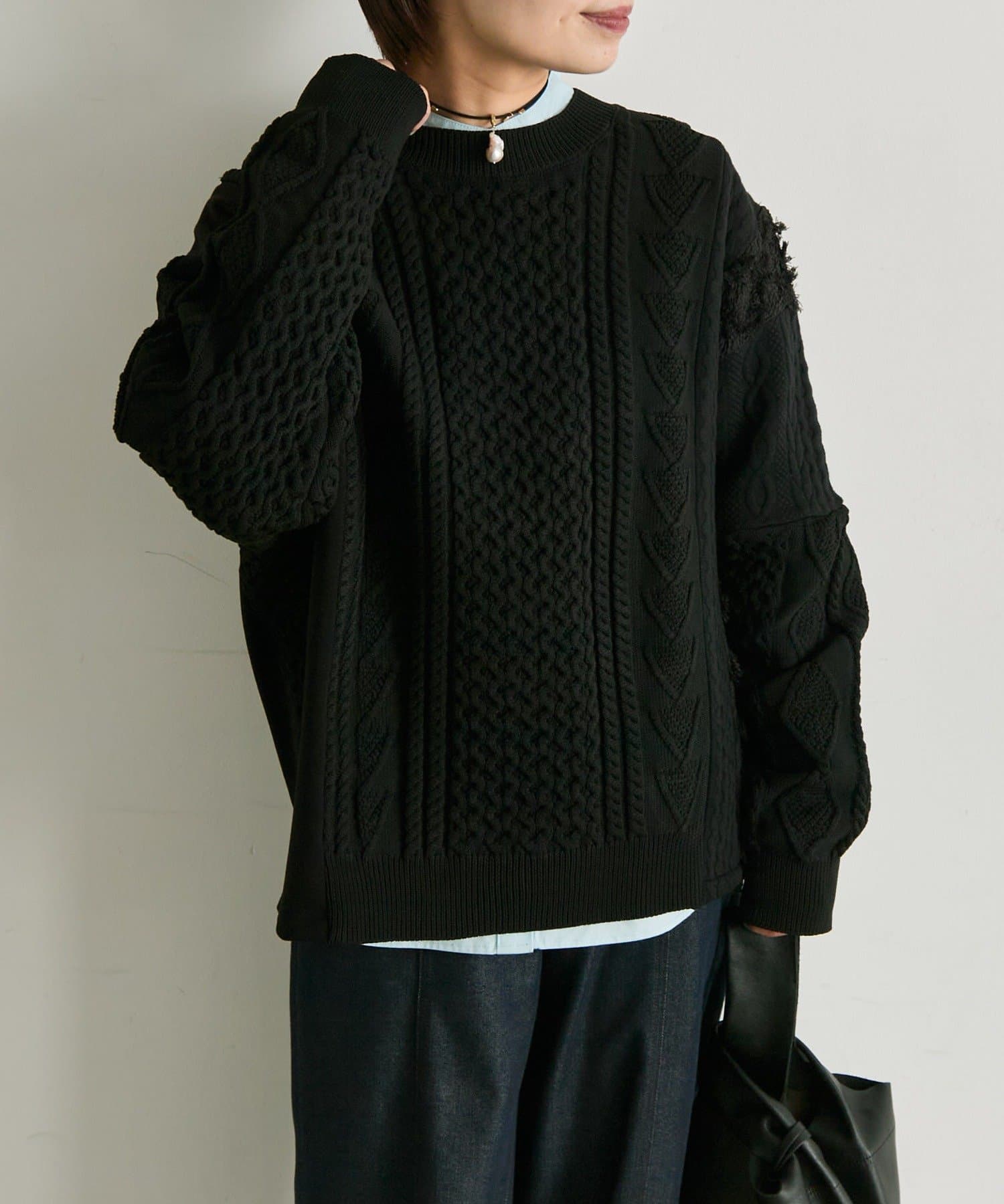 ear PAPILLONNER(イア パピヨネ) パッチワークニットプルオーバー【SUM1 STYLE（スミスタイル】
