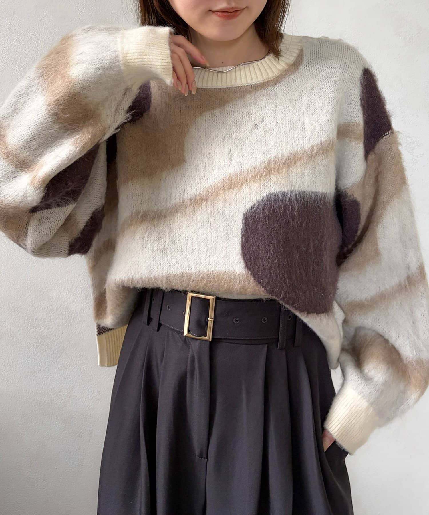 Thevon.(ゼヴォン) ニュアンス柄シャギーニット