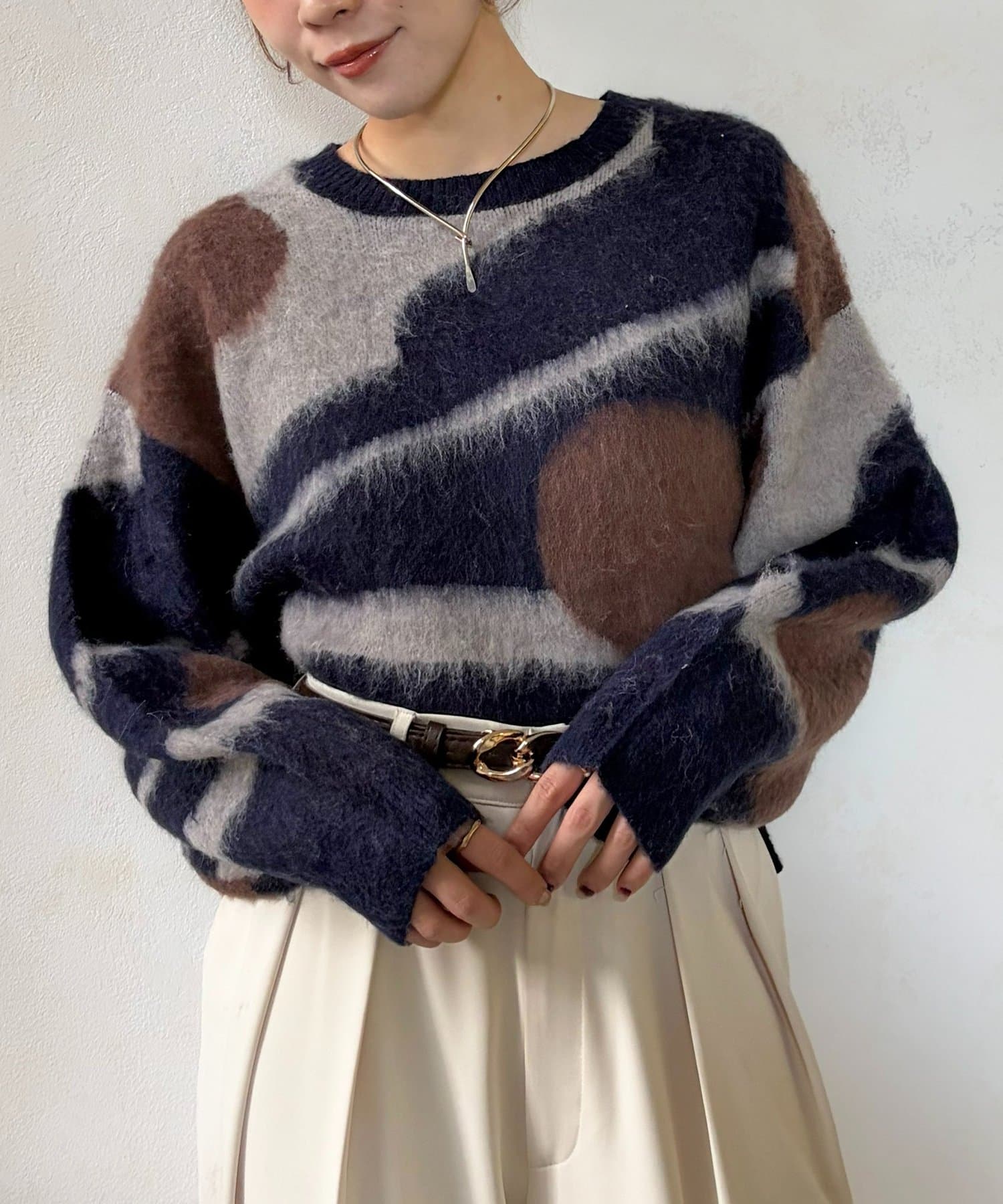 Thevon.(ゼヴォン) ニュアンス柄シャギーニット