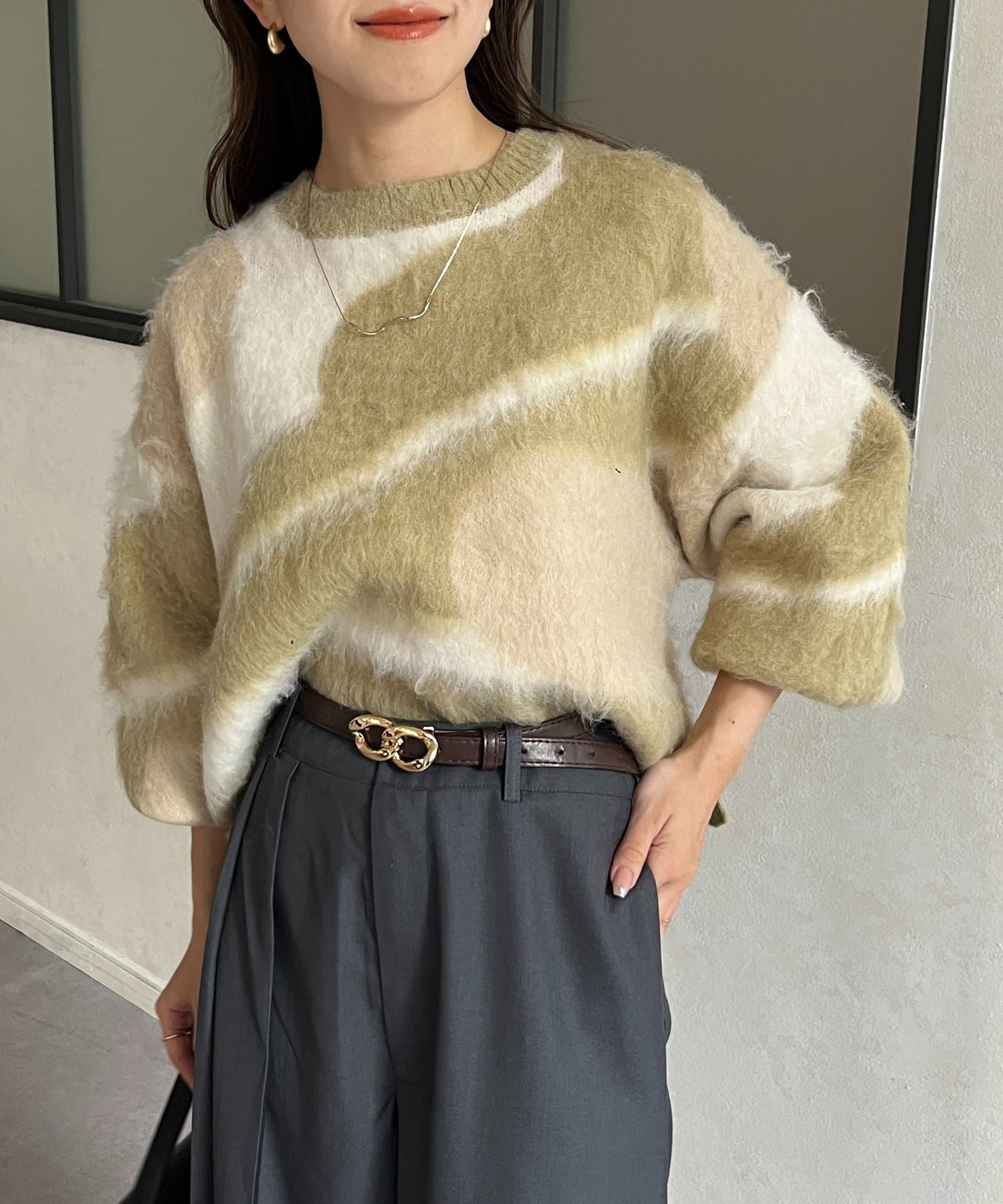 Thevon.(ゼヴォン) ニュアンス柄シャギーニット