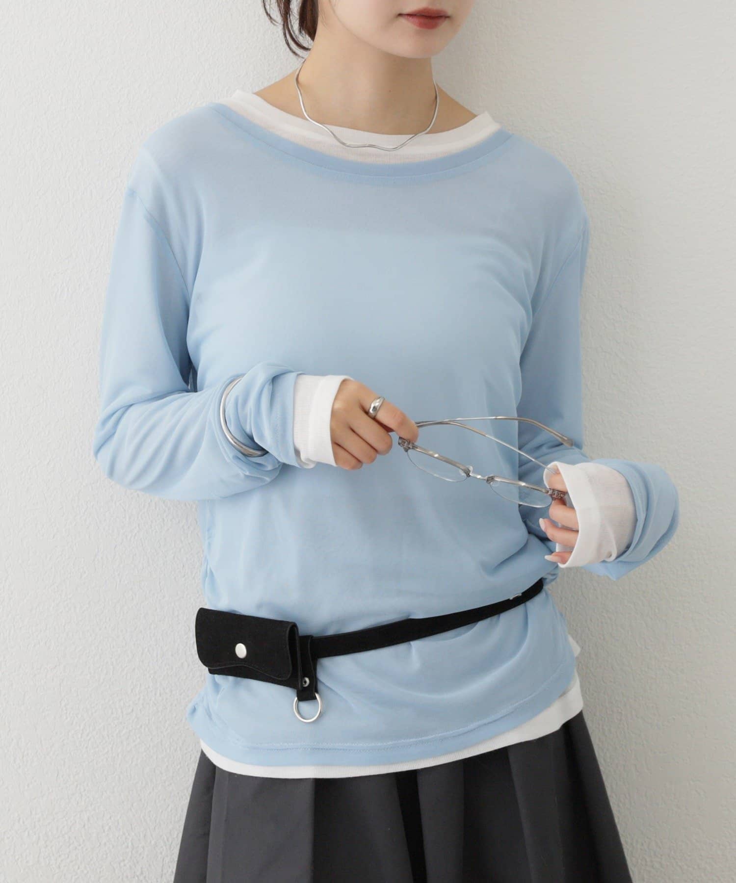 mystic(ミスティック) レイヤードチュールロングTシャツ
