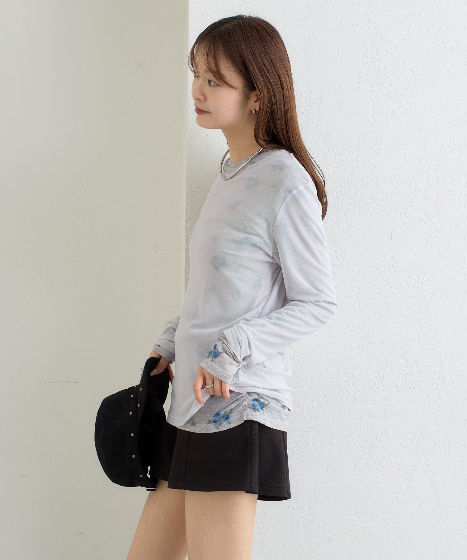 mystic(ミスティック) レイヤードチュールロングTシャツ