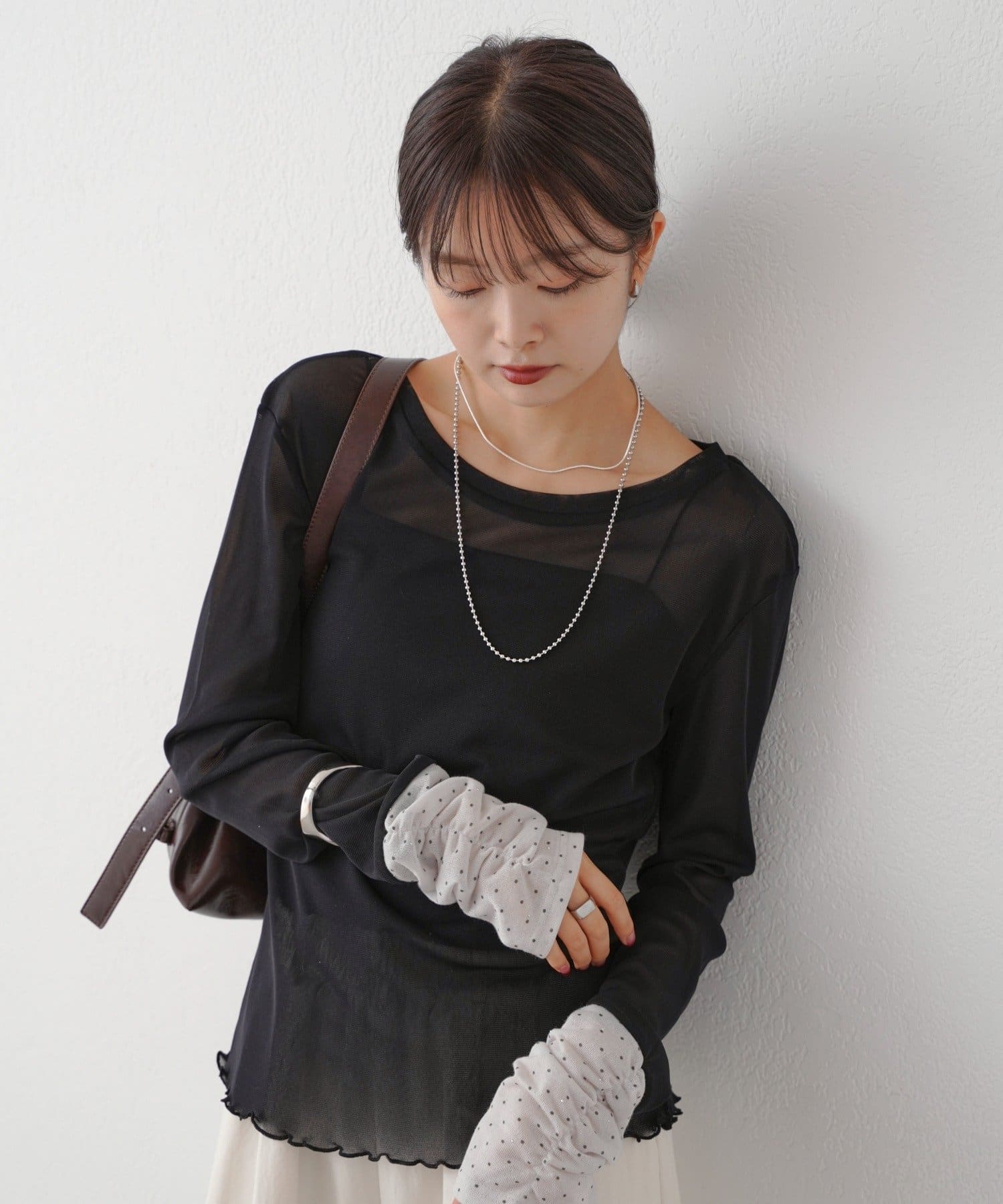 mystic(ミスティック) 袖切り替えクルーロングTシャツ