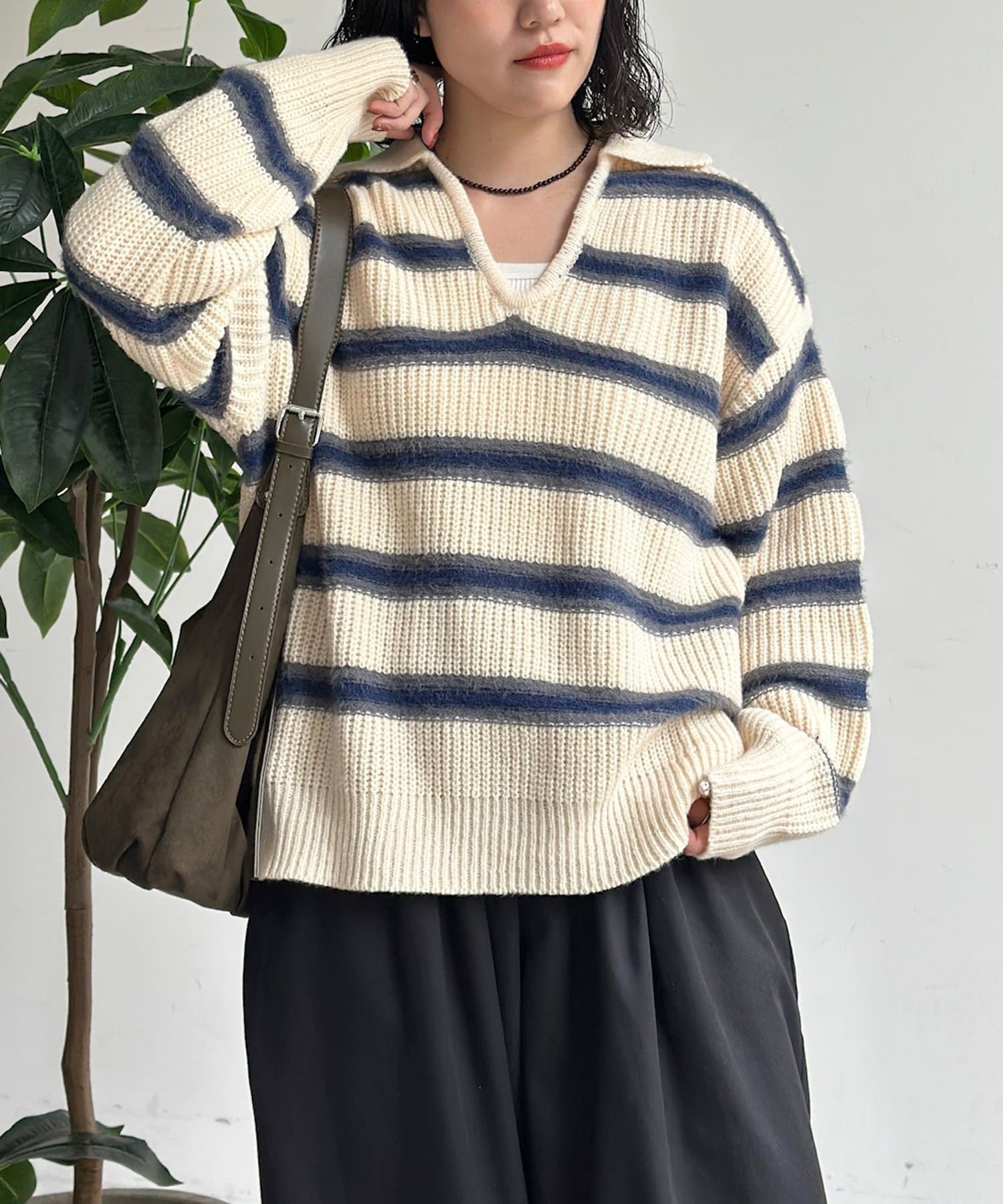 CPCM(シーピーシーエム) ボーダースキッパーニット