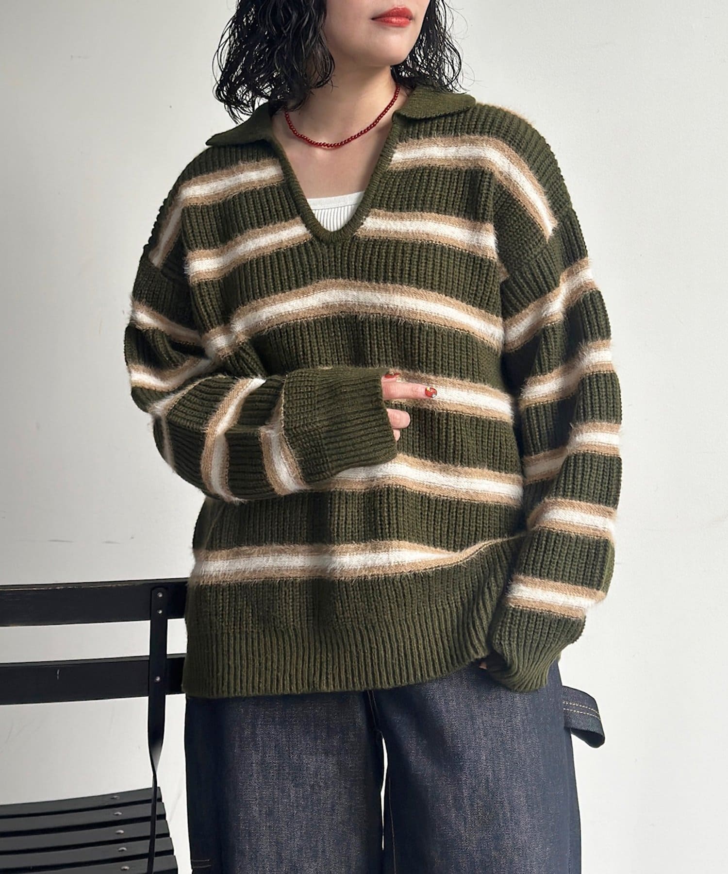 CPCM(シーピーシーエム) ボーダースキッパーニット