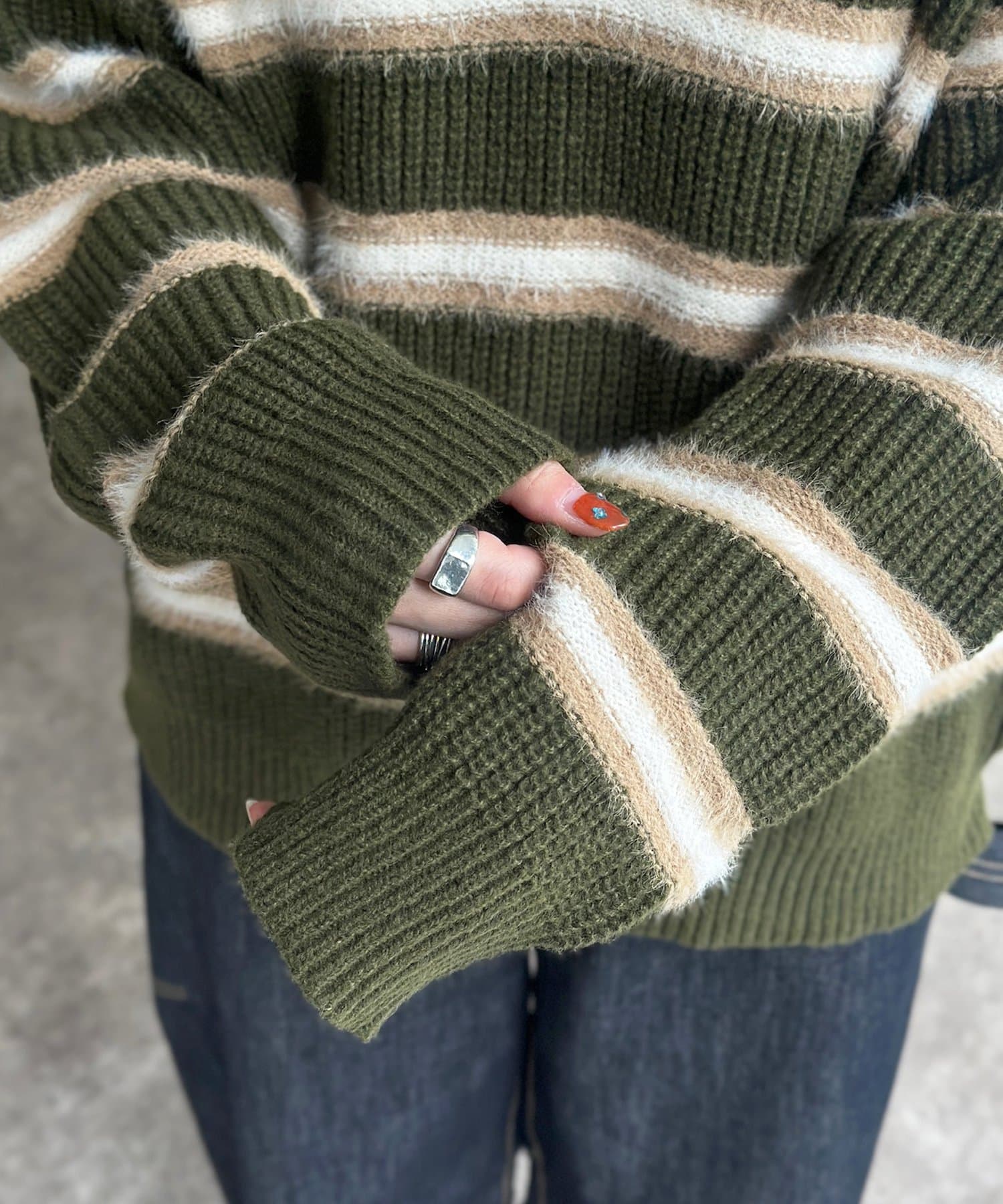 CPCM(シーピーシーエム) ボーダースキッパーニット