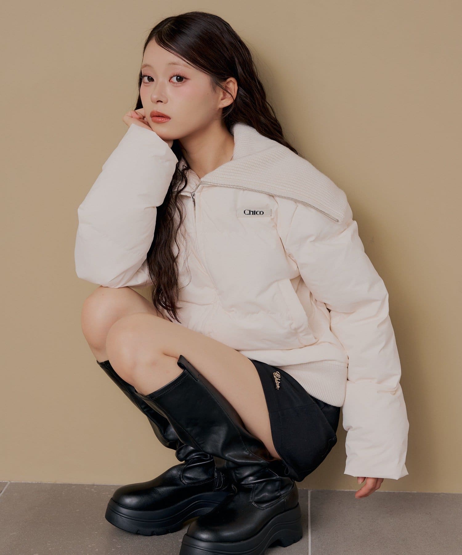 Chico(チコ) ビックカラー中綿ブルゾン【10/15(木)0:00～1000円OFFクーポン&ノベルティフェアスタート】