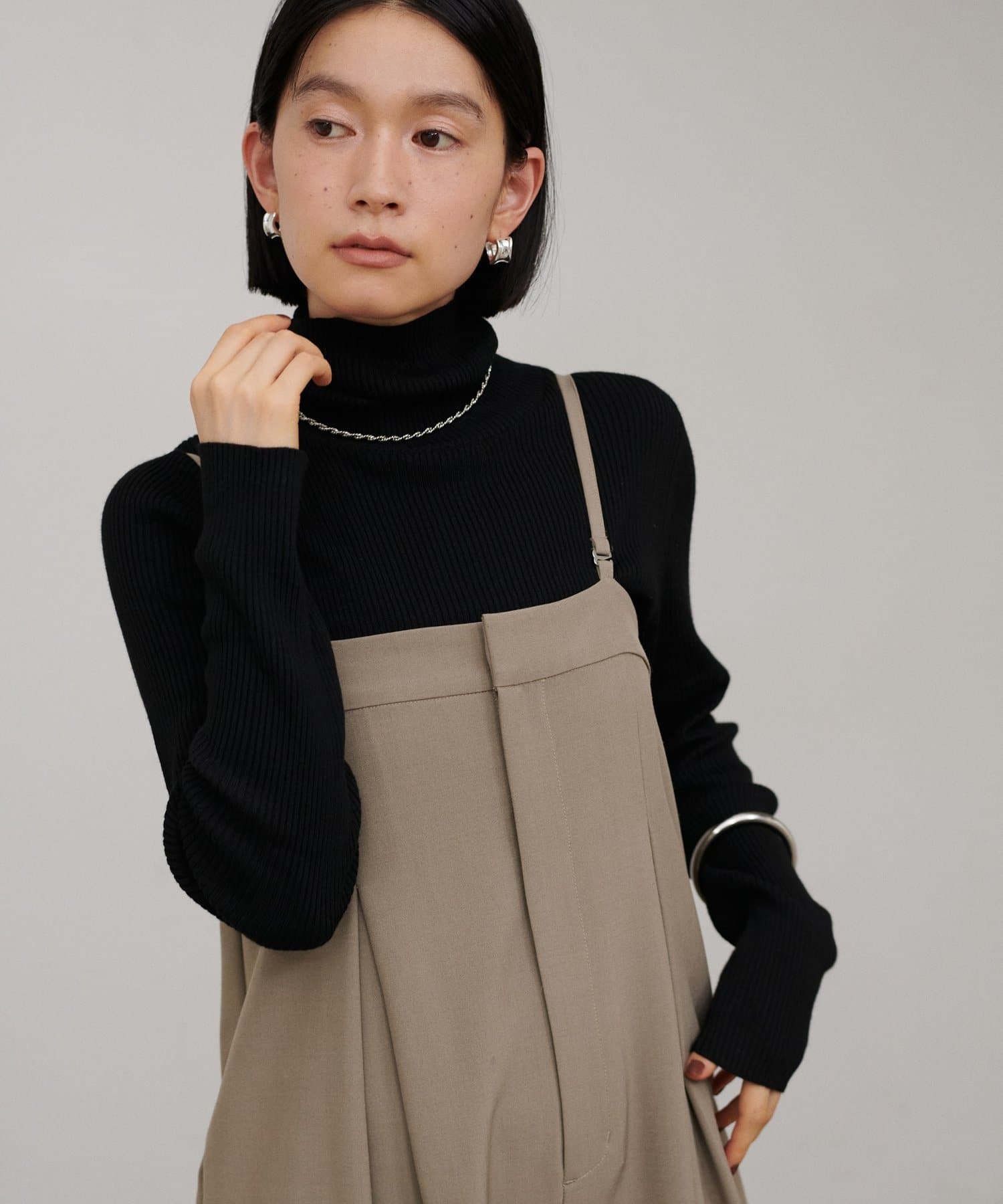LARUTA(ラルータ) カシミヤ混リブタートルプルオーバー