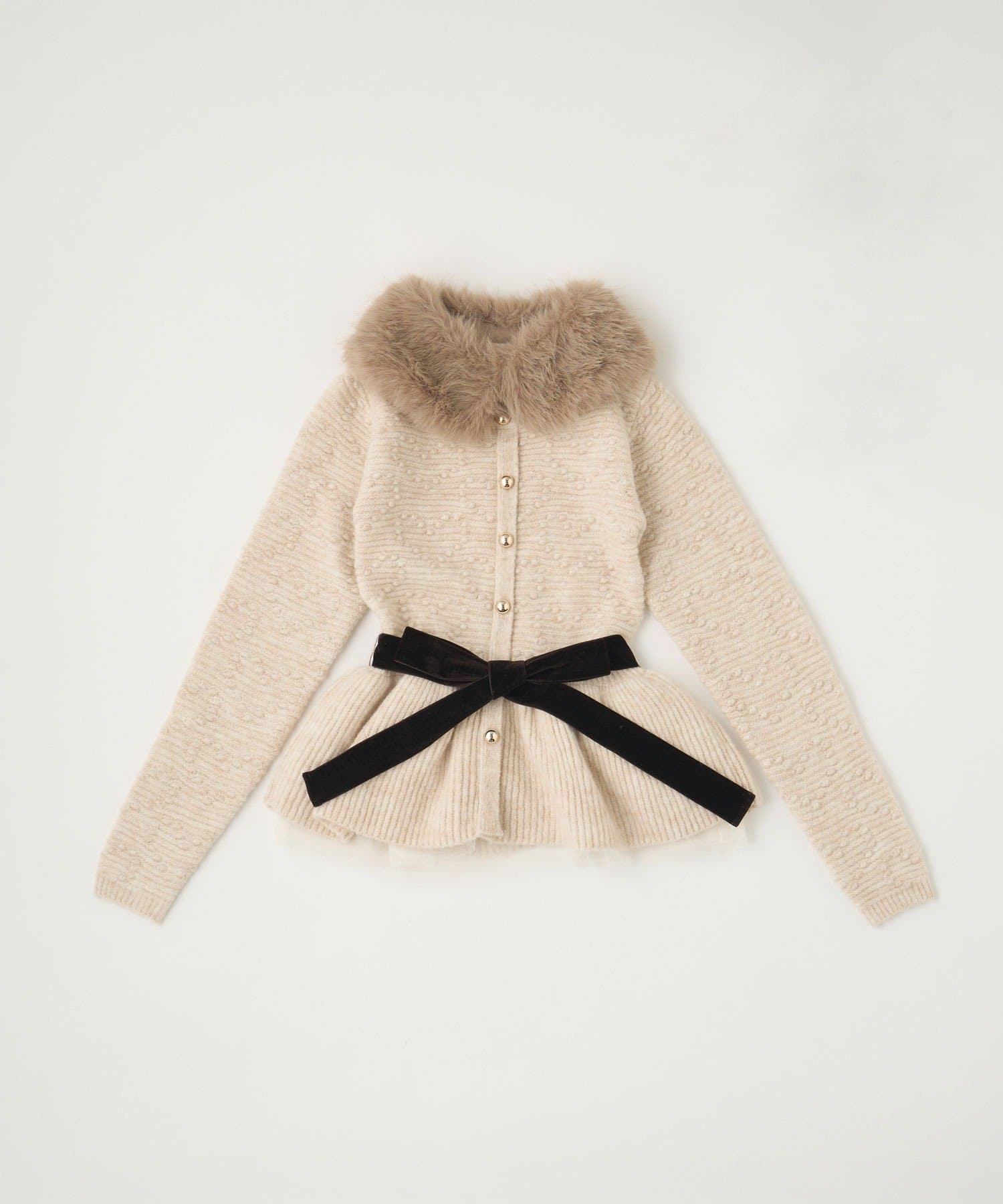 Belle Charme(ベルシャルム) Heart Pop Peplum Knit