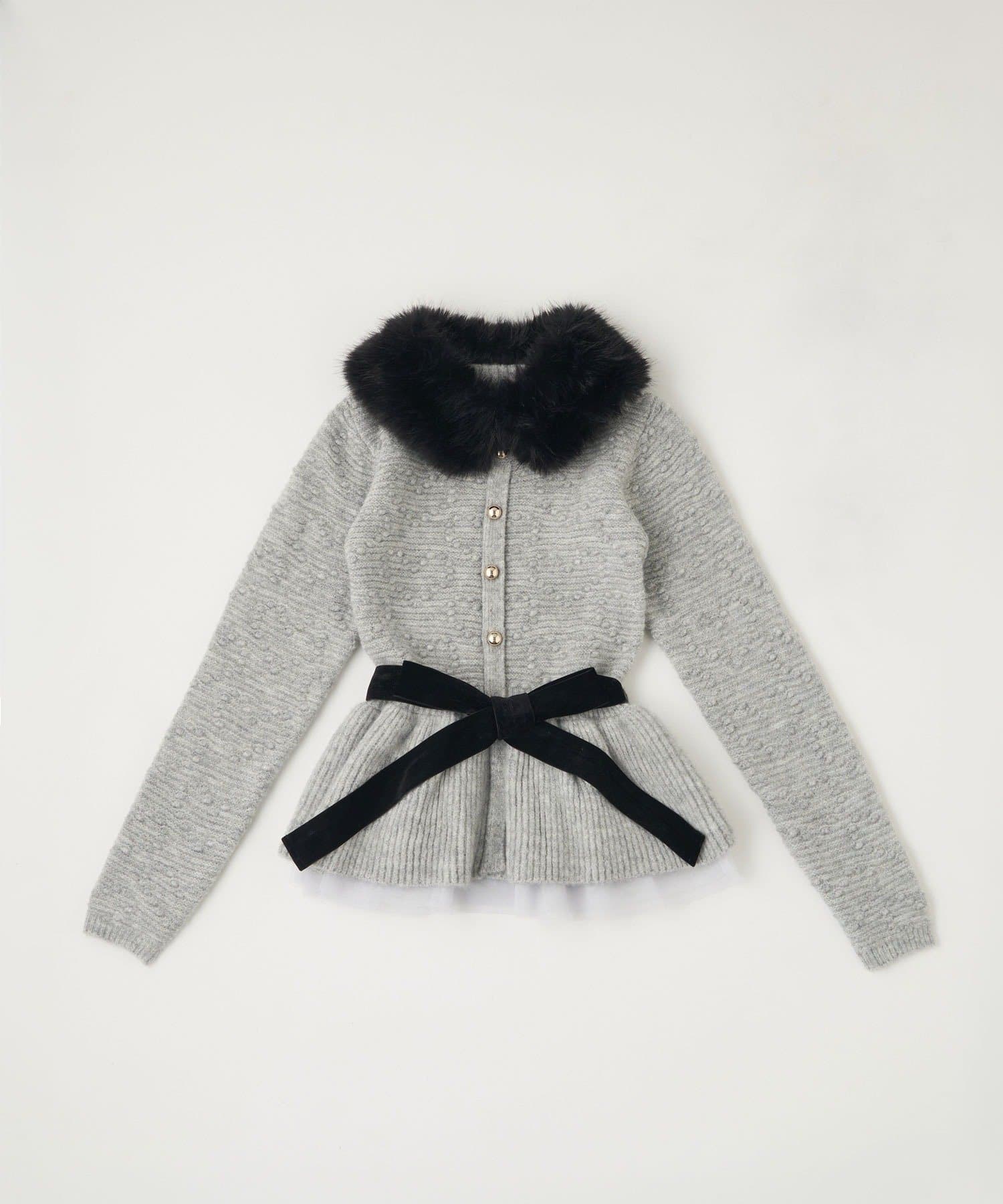Belle Charme(ベルシャルム) Heart Pop Peplum Knit