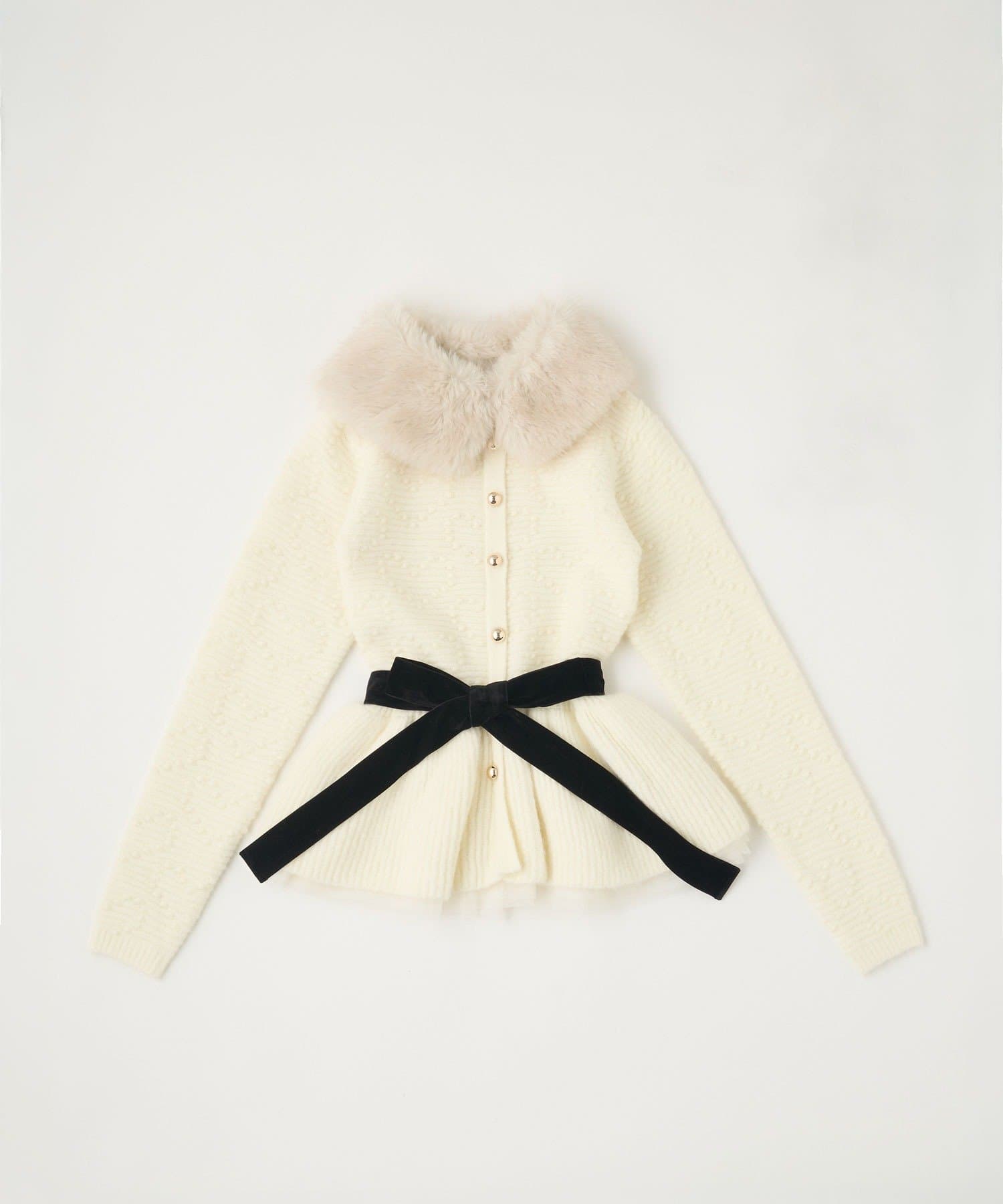 Belle Charme(ベルシャルム) Heart Pop Peplum Knit