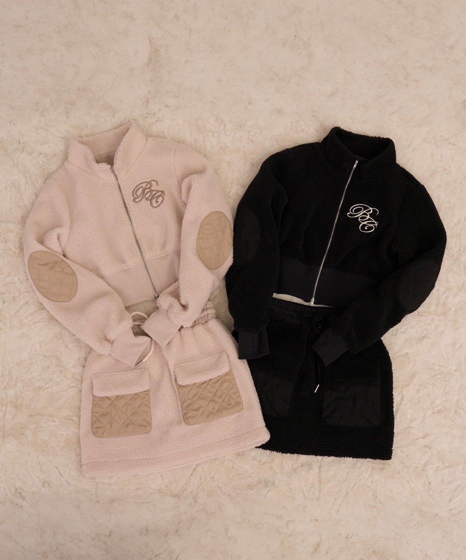 Belle Charme(ベルシャルム) Patchwork Boa Blouson