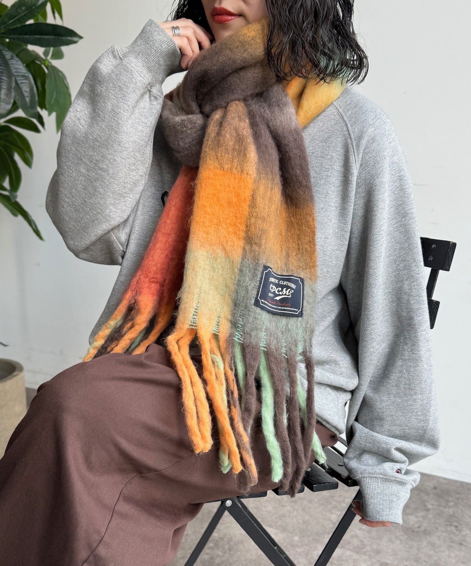 CPCM(シーピーシーエム) ふわふわバルキーチェックマフラー