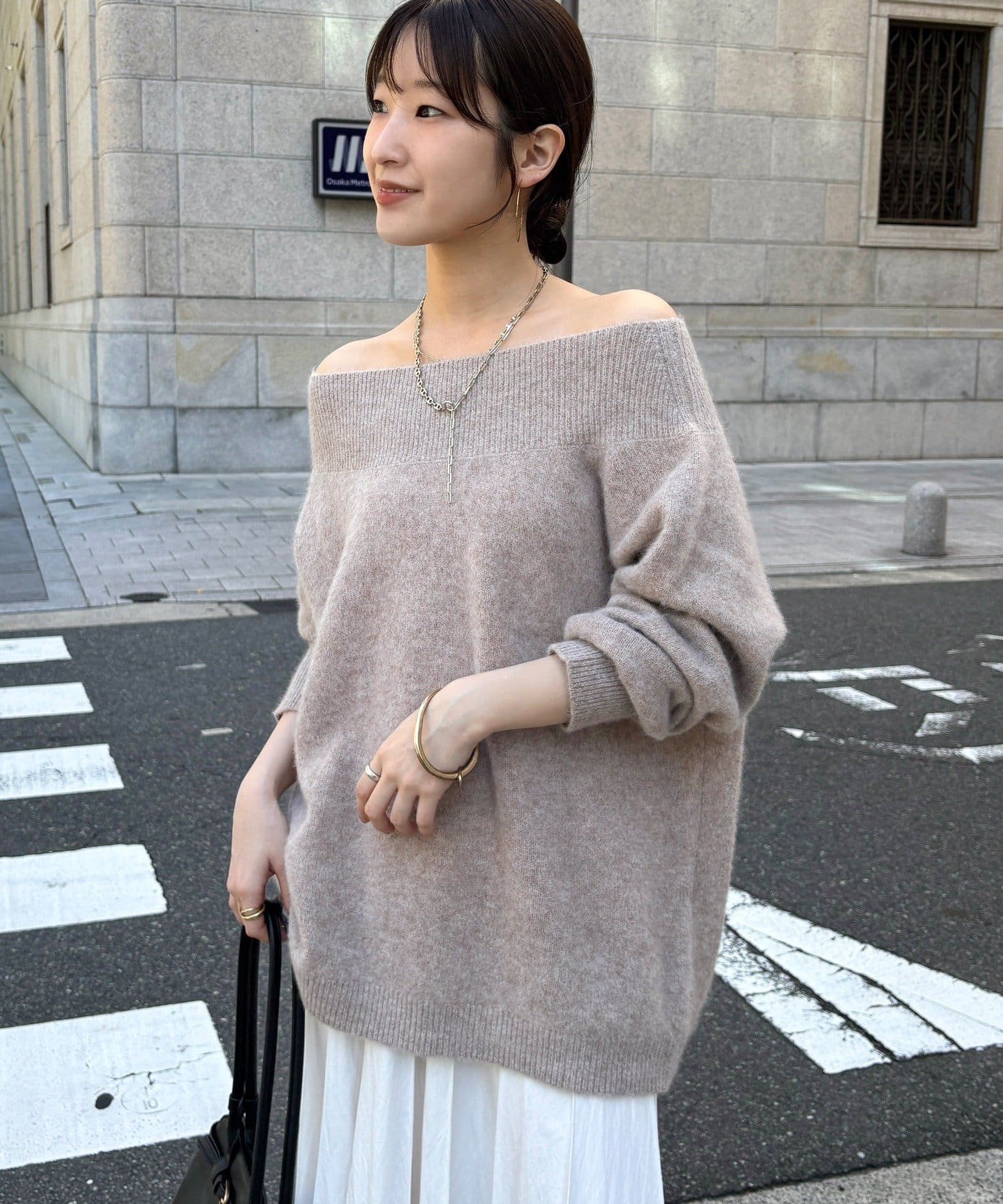 DOUDOU(ドゥドゥ) 【15日から10％OFFで販売】【REI企画】ファーウールオフショル2wayニット
