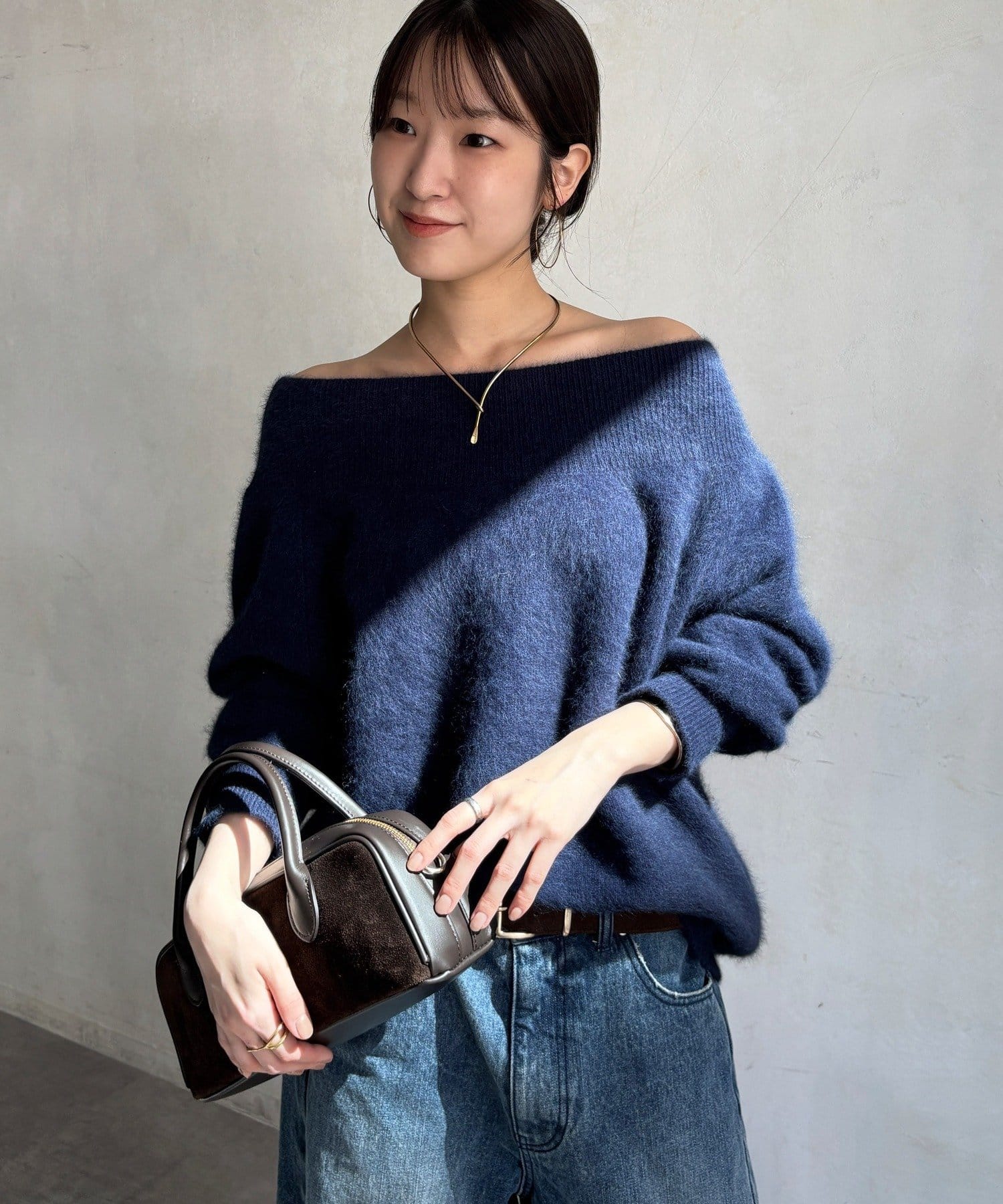DOUDOU(ドゥドゥ) 【15日から10％OFFで販売】【REI企画】ファーウールオフショル2wayニット