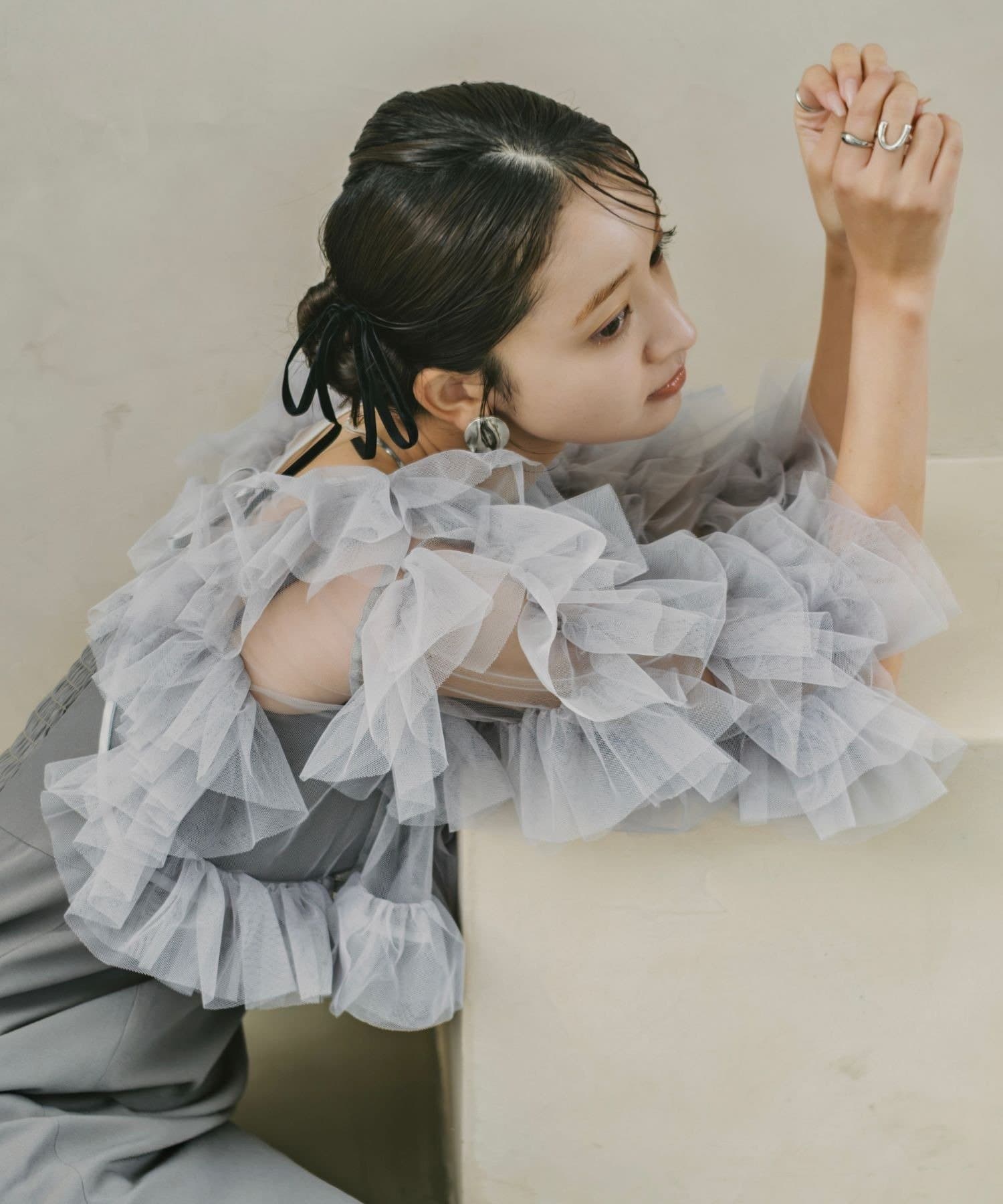 Kastane(カスタネ) 【10.23(金)12:00発売/WEB限定/3サイズ展開】Tulle Frill Layered Dress