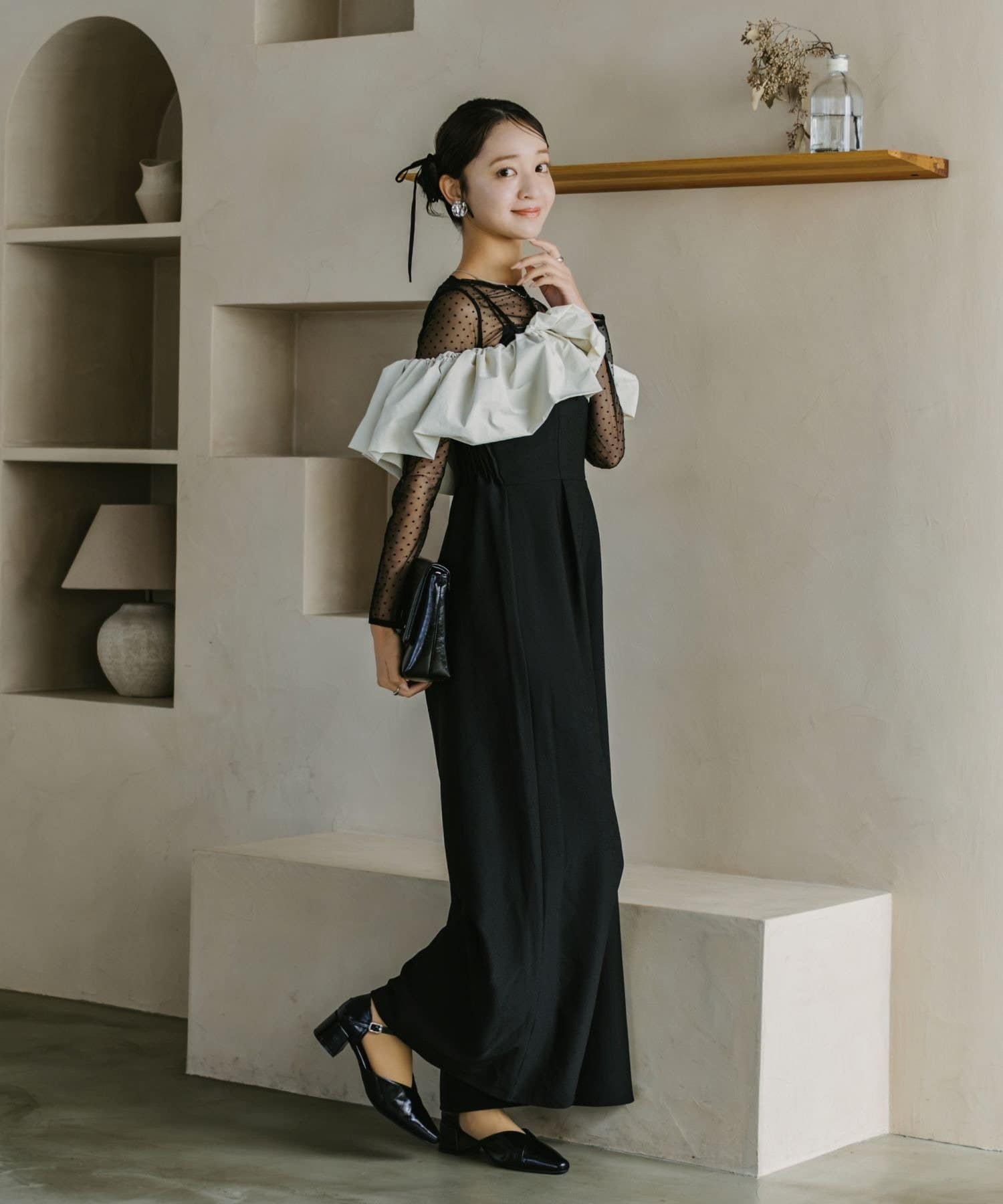 Kastane(カスタネ) 【10.23(金)12:00発売/WEB限定/2サイズ展開】Off Shoulder Volume Salopette
