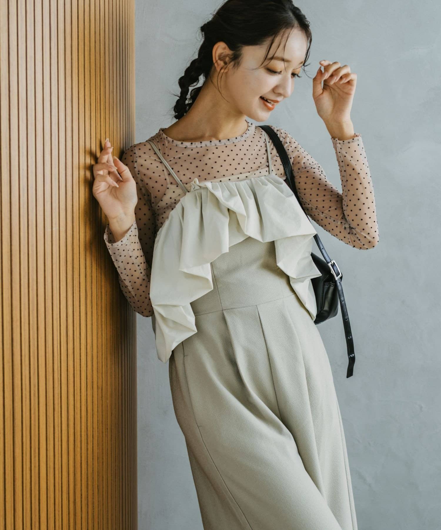 Kastane(カスタネ) 【10.23(金)12:00発売/WEB限定/2サイズ展開】Off Shoulder Volume Salopette