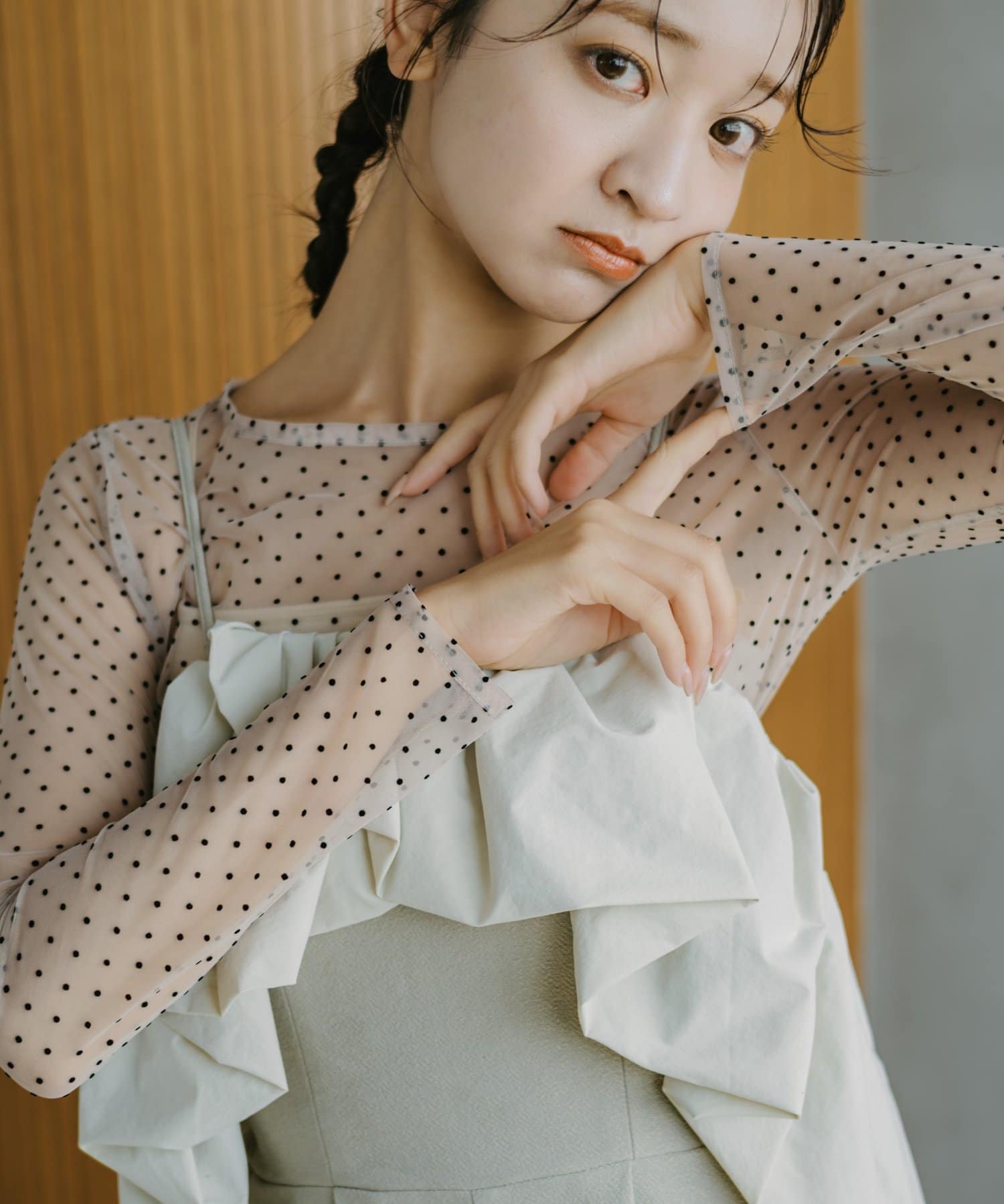Kastane(カスタネ) 【10.23(金)12:00発売/WEB限定】Dot Tulle Sheer Top