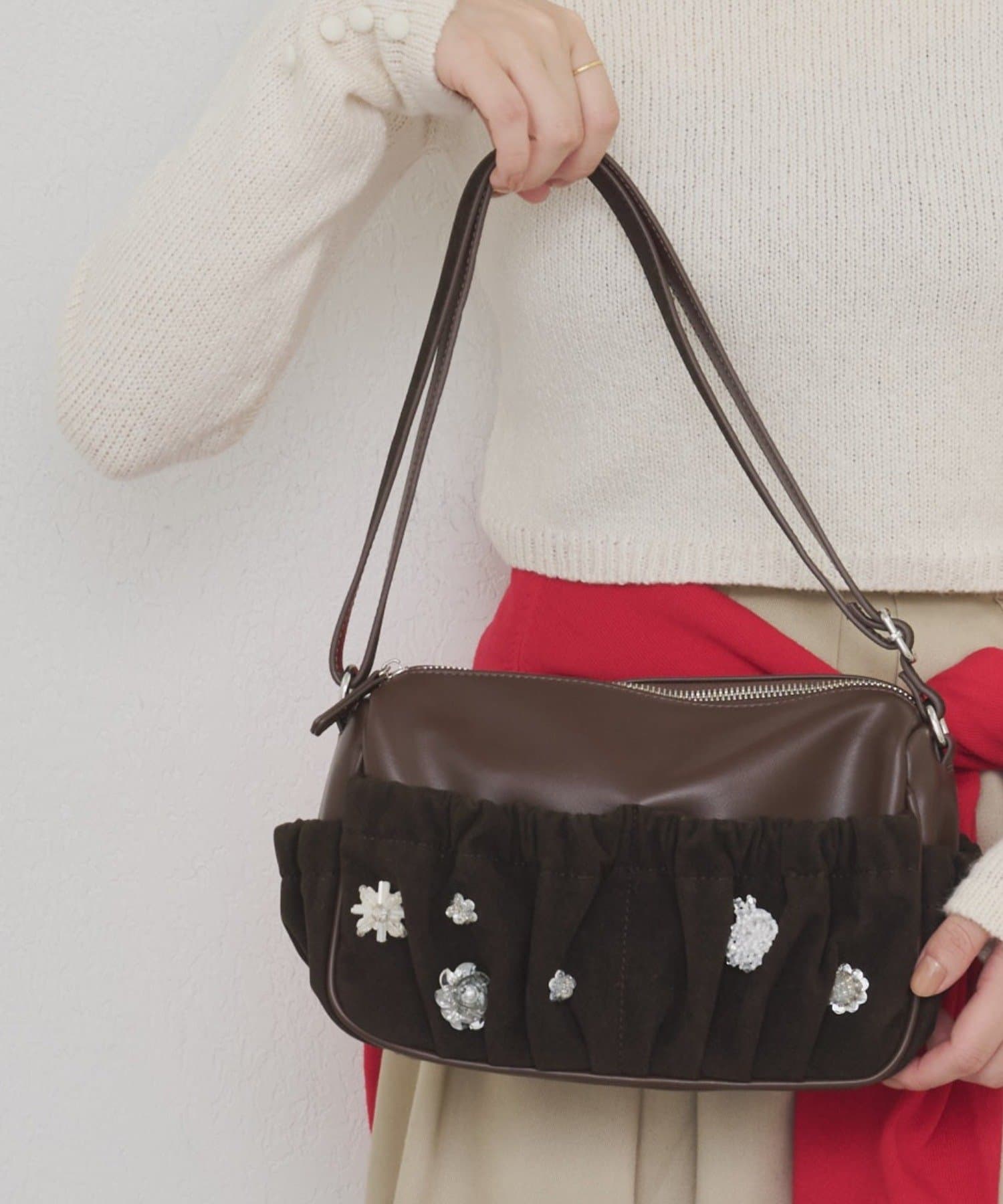 mystic(ミスティック) 【@_tulip08企画】ギャザーポケットビジューBAG