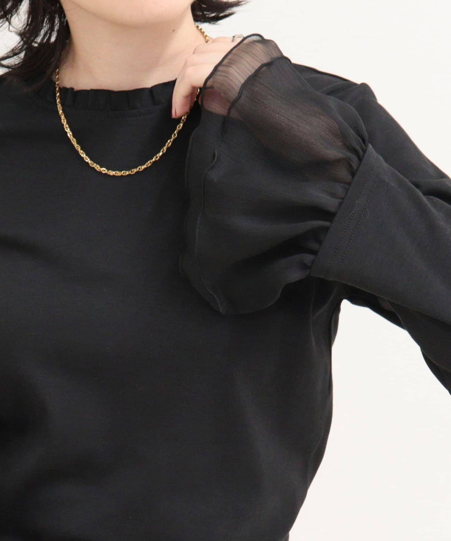 FREDY & GLOSTER(フレディ アンド グロスター) フレアスリーブ衿フリルロンTシャツ