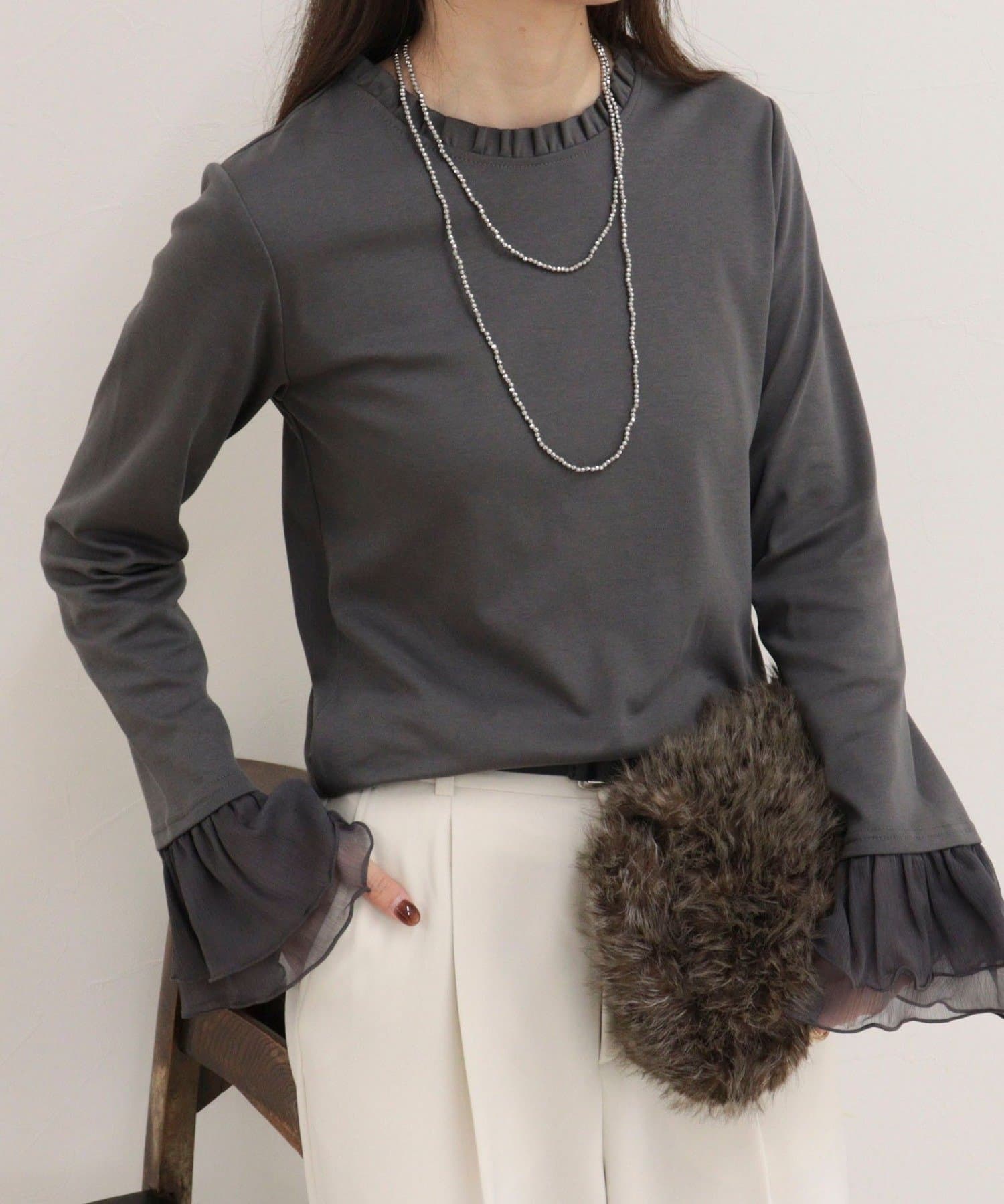 FREDY & GLOSTER(フレディ アンド グロスター) フレアスリーブ衿フリルロンTシャツ