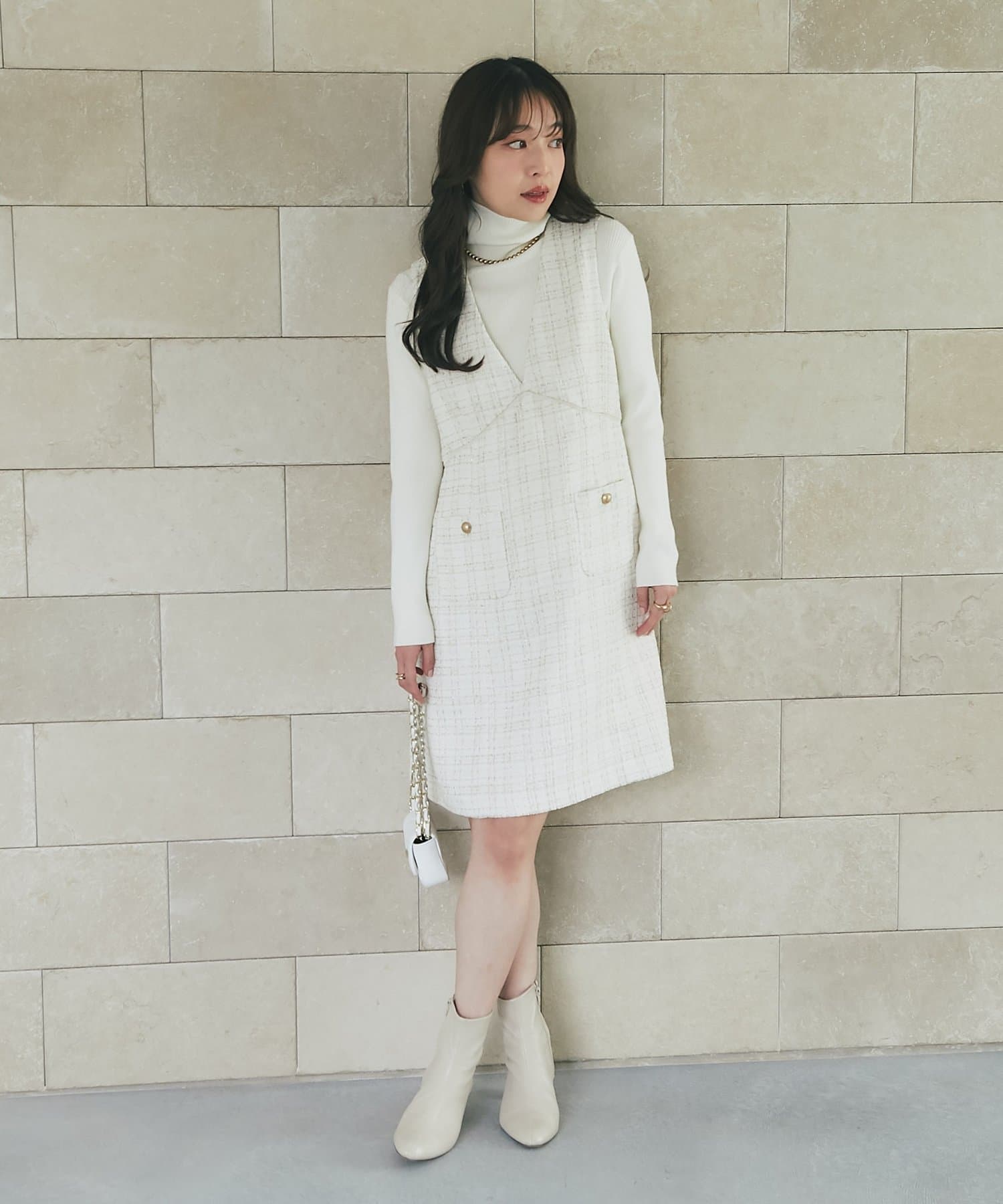 La boutique BonBon(ラブティックボンボン) ファンシーツイードワンピース