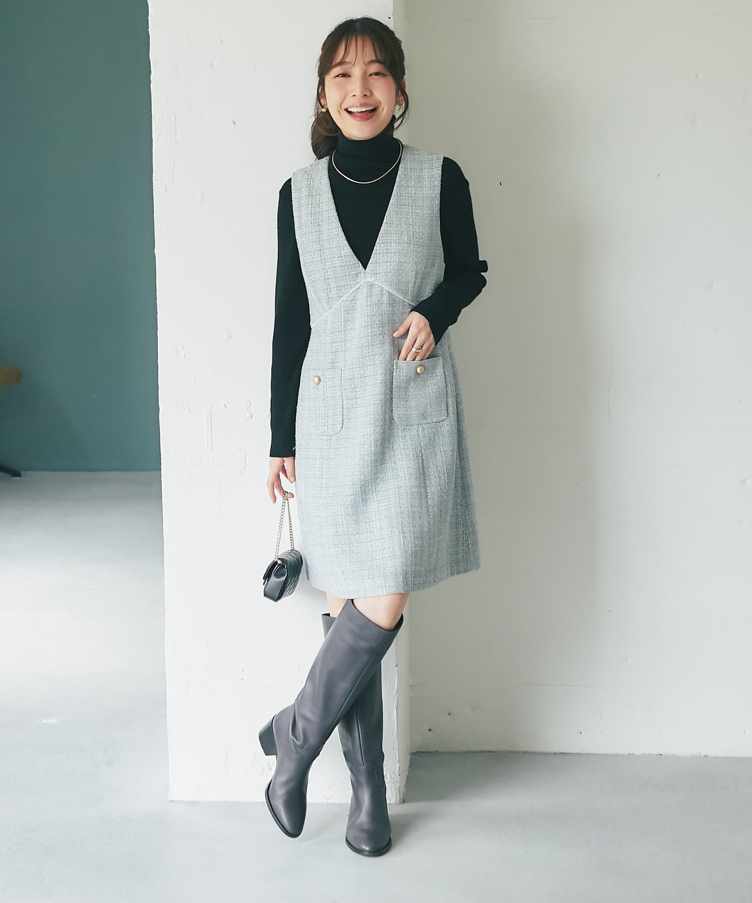La boutique BonBon(ラブティックボンボン) ファンシーツイードワンピース
