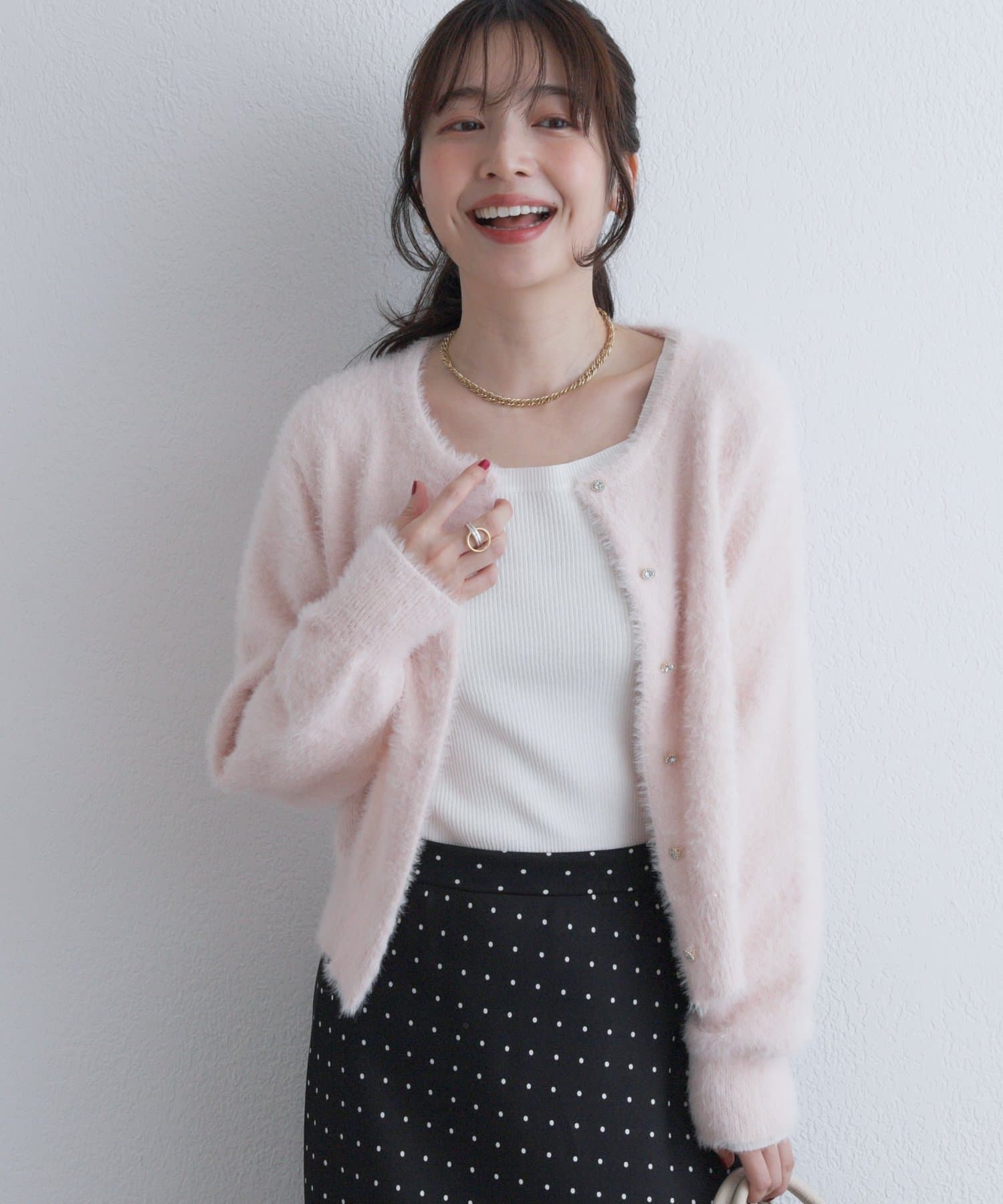 La boutique BonBon(ラブティックボンボン) お花スパンコールラメフェザーカーディガン