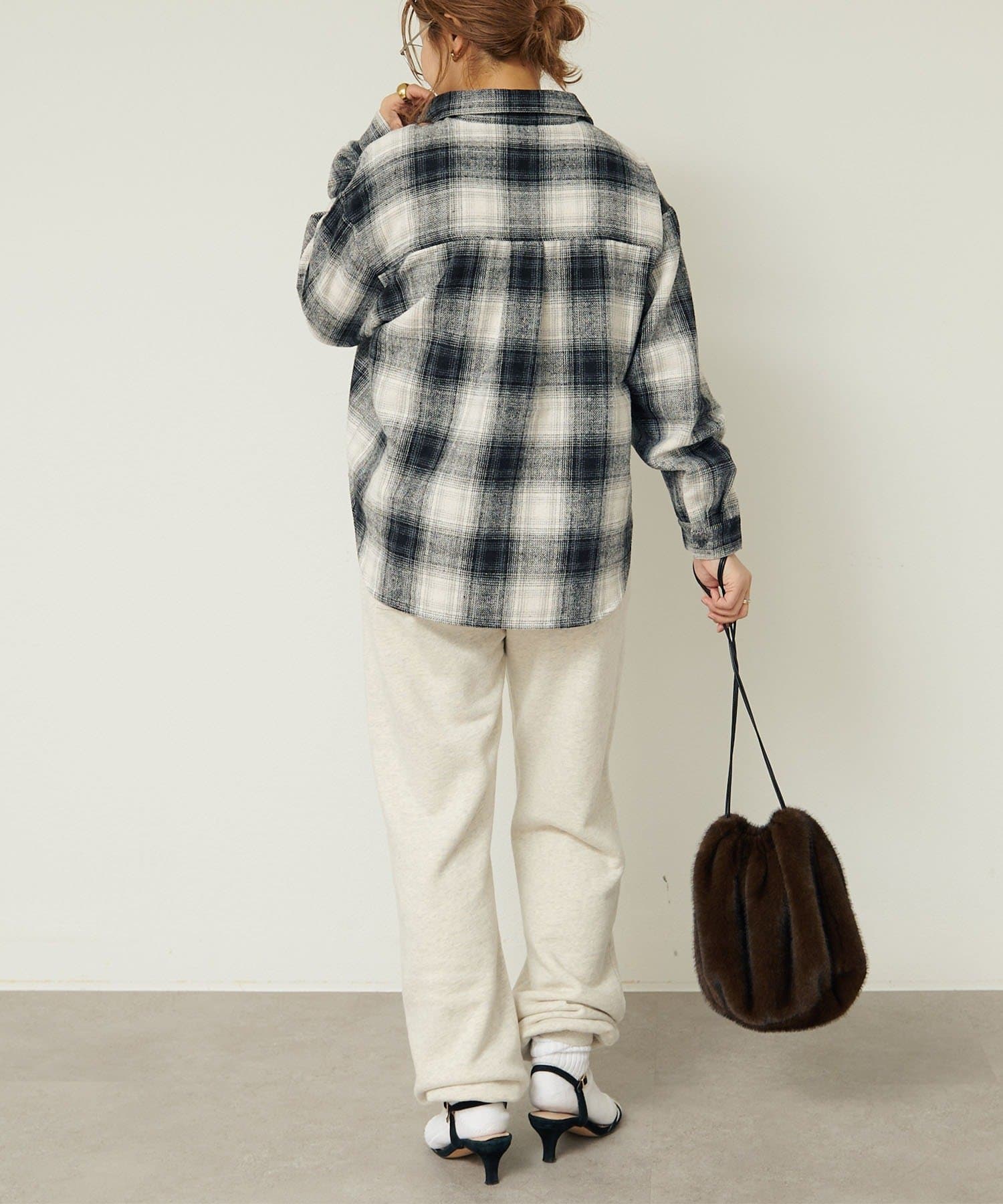 PUAL CE CIN(ピュアルセシン) オンブレ起毛チェックシャツ