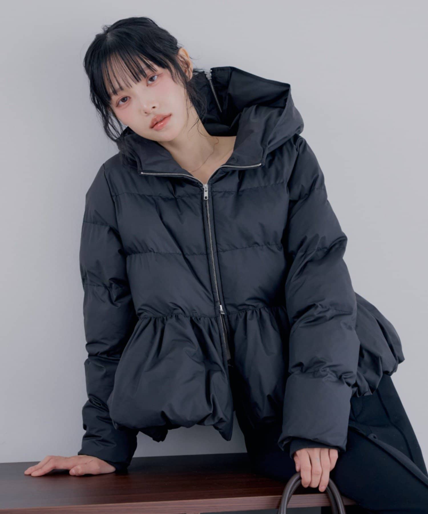 Chico(チコ) 【SALON  by Chico】中綿ペプラムBIGカラーブルゾン/Wジップ/フード【10/15(木)0:00~1000円OFF&ノベルティフェアがスタート】
