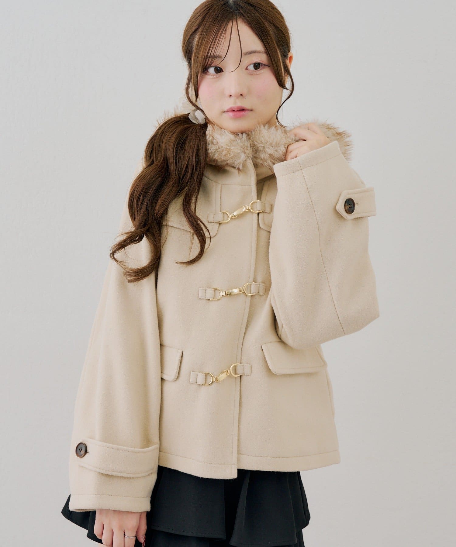 ANOTHER BRANCH】ファー付ダッフルショートコート | NICE CLAUP