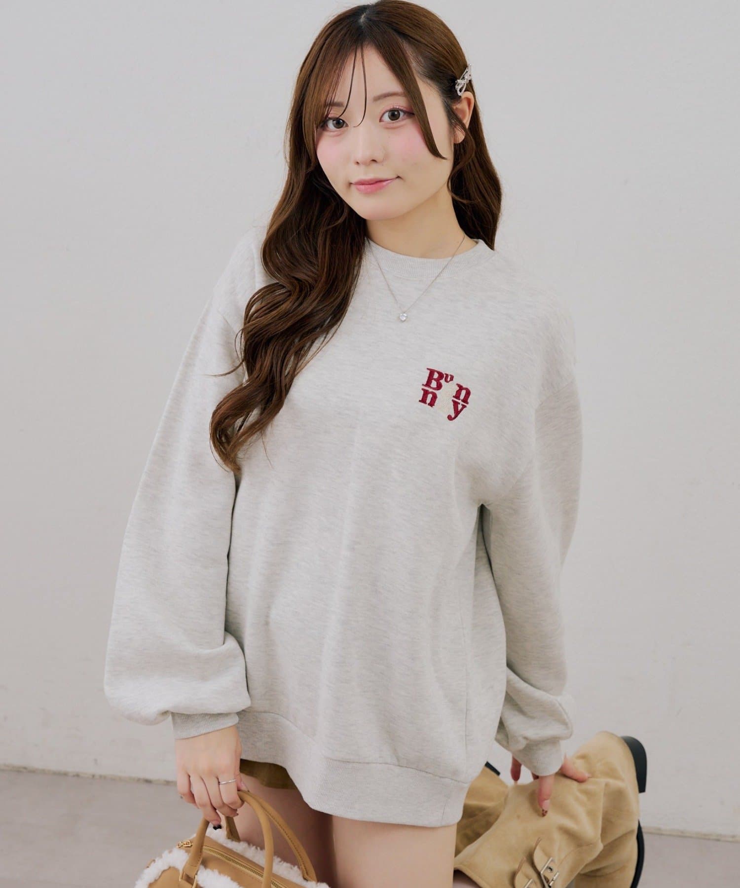 NICE CLAUP / OLIVE des OLIVE OUTLET(ナイスクラップ  / オリーブ デ オリーブ アウトレット) 【ANOTHER BRANCH】チェックロゴ×ラビットスエット