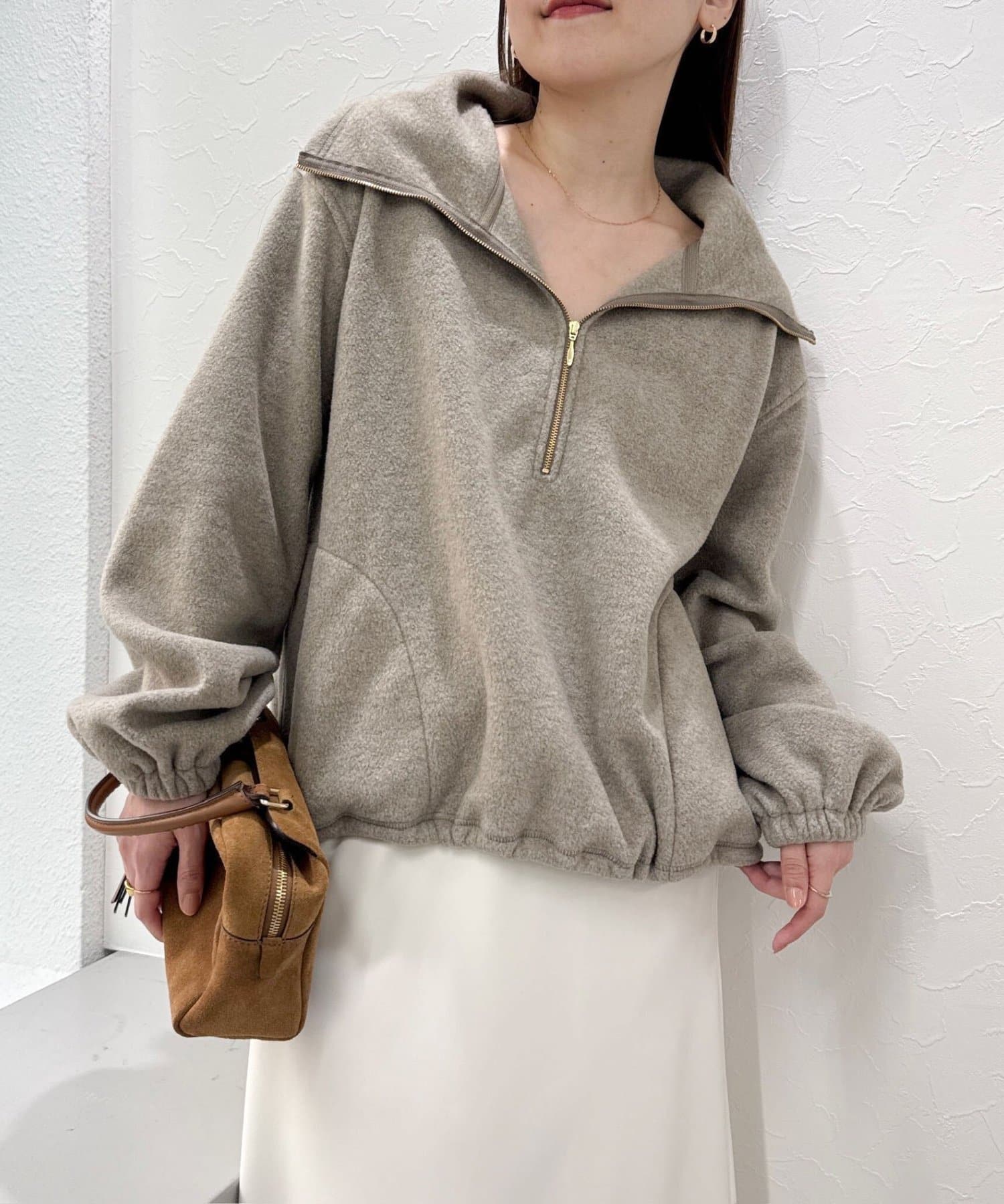 NOLLEY'S(ノーリーズ) 【サマになる】ウォッシャブルオトナフリースハーフZIP プルオーバー