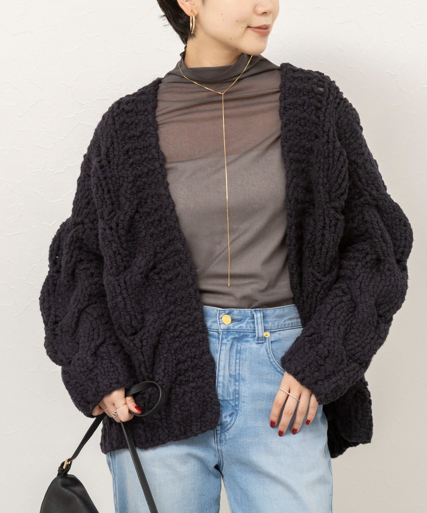 NOLLEY'S(ノーリーズ) 【IRONING/アイロニング】cable rough cardigan