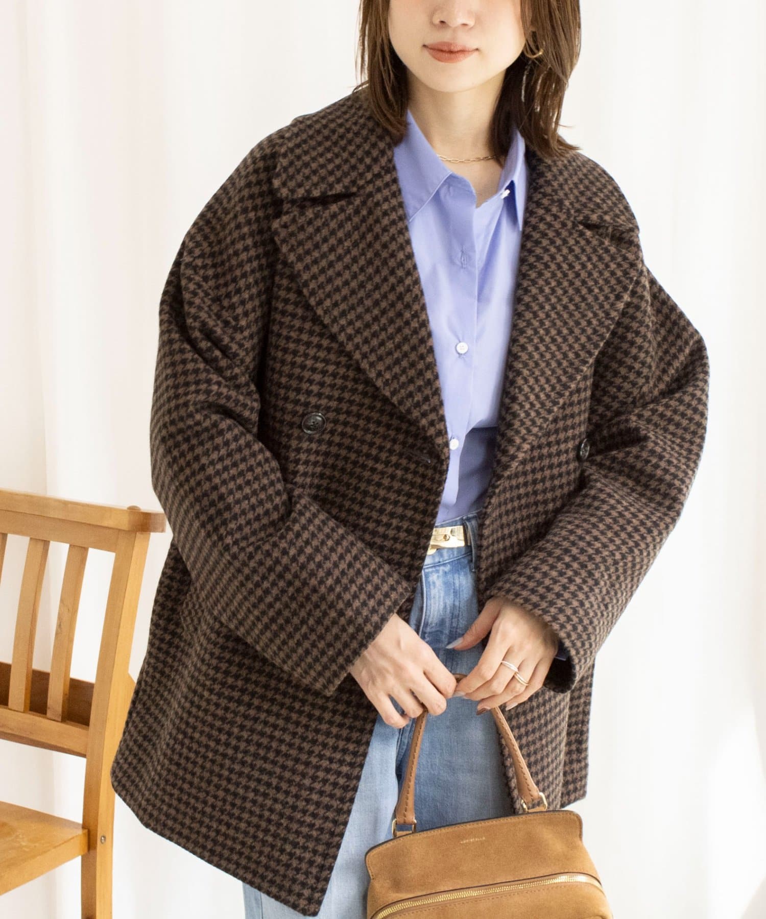 NOLLEY'S(ノーリーズ) 【WEB限定】【TICCA/ティッカ】ウールハウンドトゥースピーコート