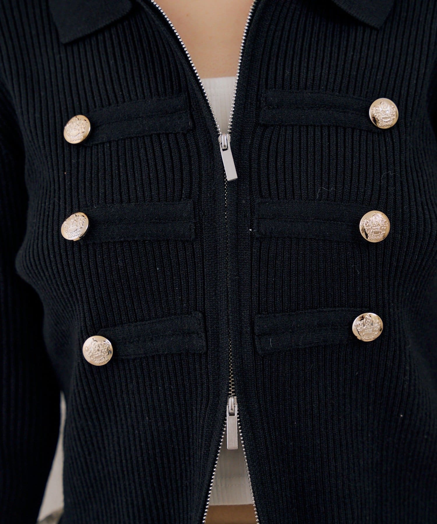 NICE CLAUP / OLIVE des OLIVE OUTLET(ナイスクラップ  / オリーブ デ オリーブ アウトレット) 【continuer】ナポレオン風WZIPニット
