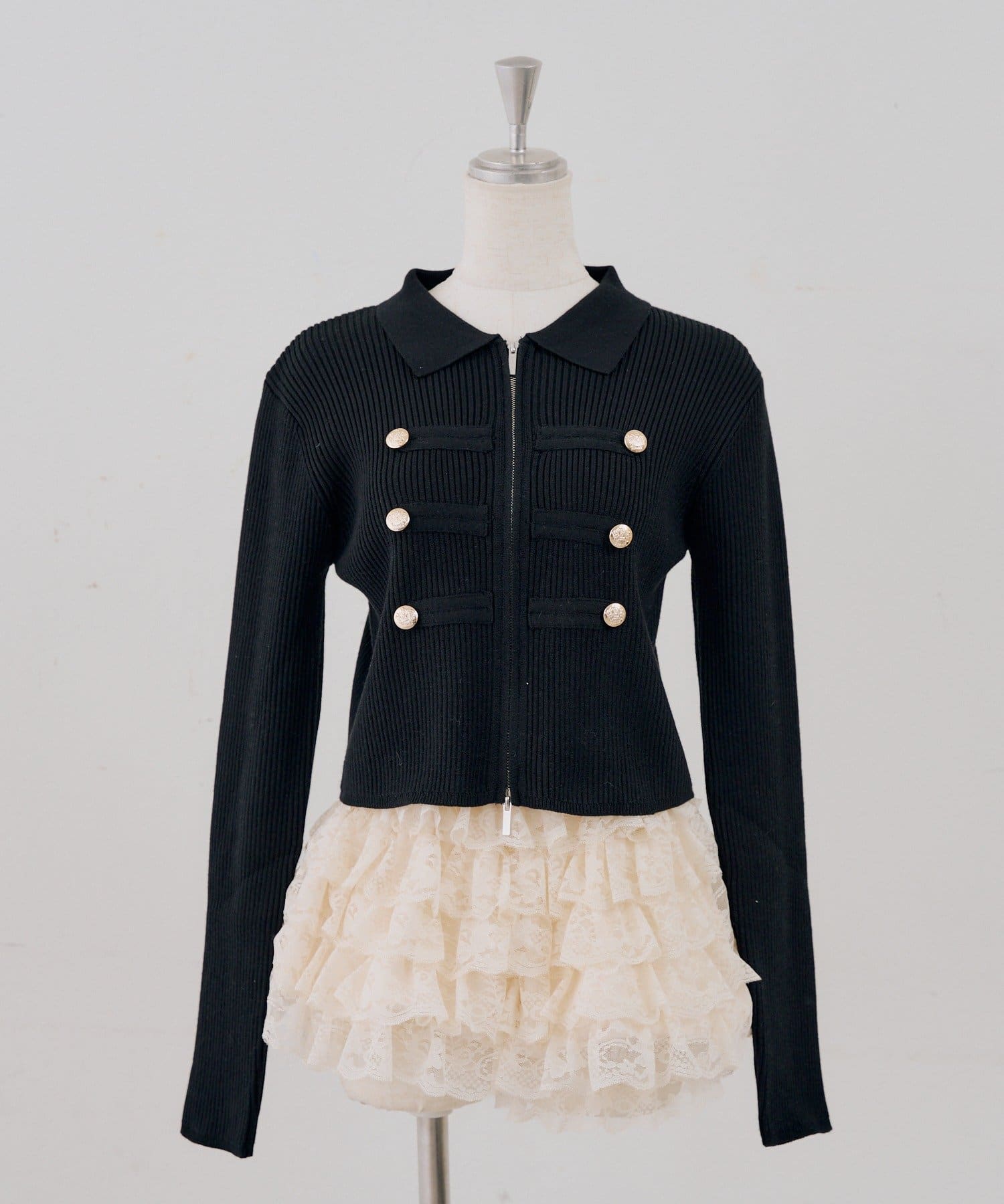 NICE CLAUP / OLIVE des OLIVE OUTLET(ナイスクラップ  / オリーブ デ オリーブ アウトレット) 【continuer】ナポレオン風WZIPニット