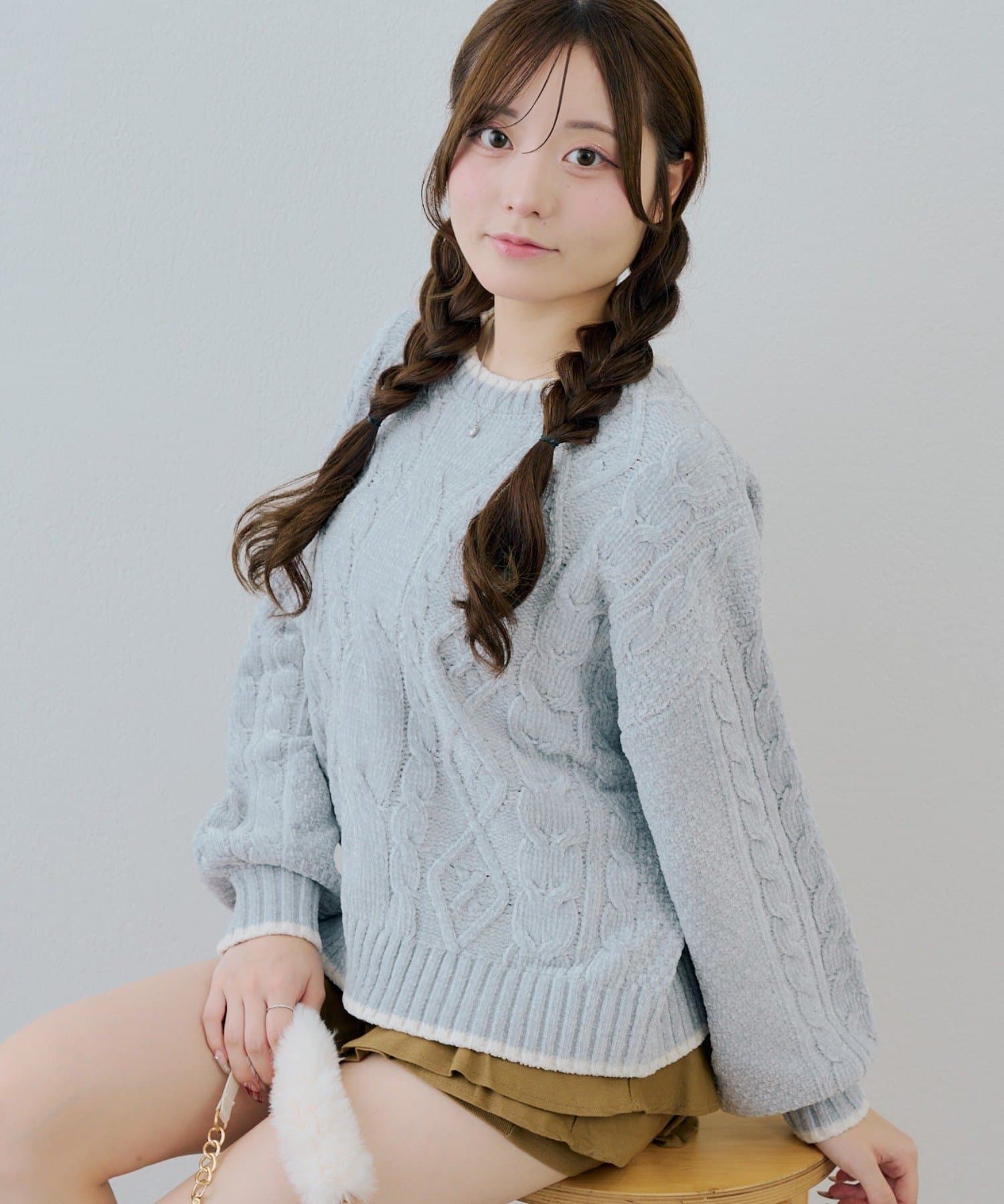 NICE CLAUP / OLIVE des OLIVE OUTLET(ナイスクラップ  / オリーブ デ オリーブ アウトレット) 【ANOTHER BRANCH】ベロアモールケーブルニット
