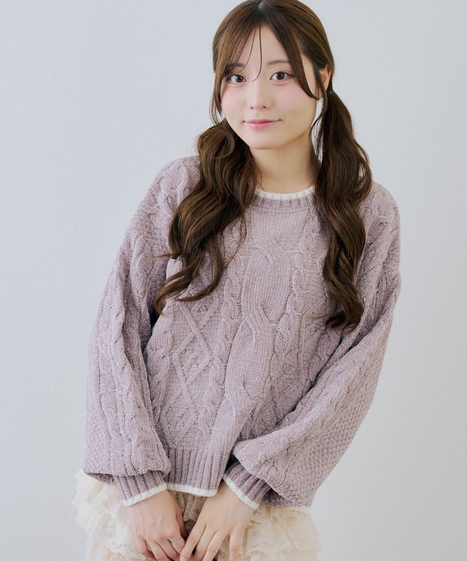 NICE CLAUP / OLIVE des OLIVE OUTLET(ナイスクラップ  / オリーブ デ オリーブ アウトレット) 【ANOTHER BRANCH】ベロアモールケーブルニット