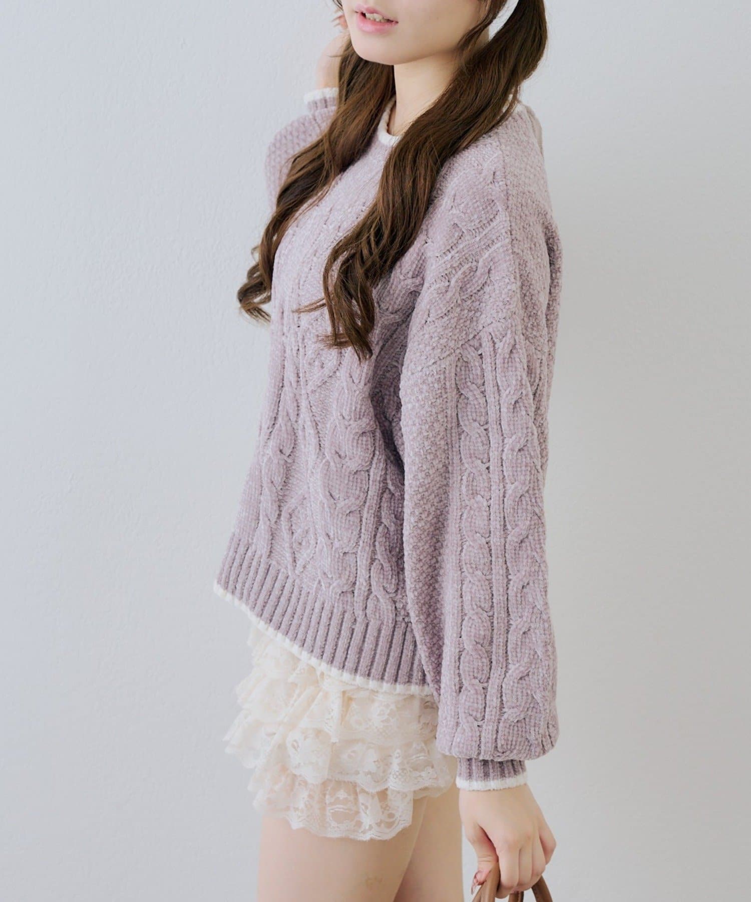 NICE CLAUP / OLIVE des OLIVE OUTLET(ナイスクラップ  / オリーブ デ オリーブ アウトレット) 【ANOTHER BRANCH】ベロアモールケーブルニット