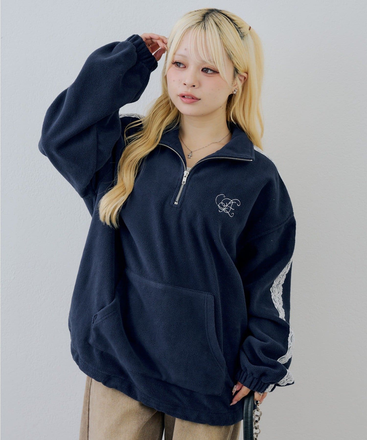 NICE CLAUP / OLIVE des OLIVE OUTLET(ナイスクラップ  / オリーブ デ オリーブ アウトレット) 【continuer】フリースラインブルゾン