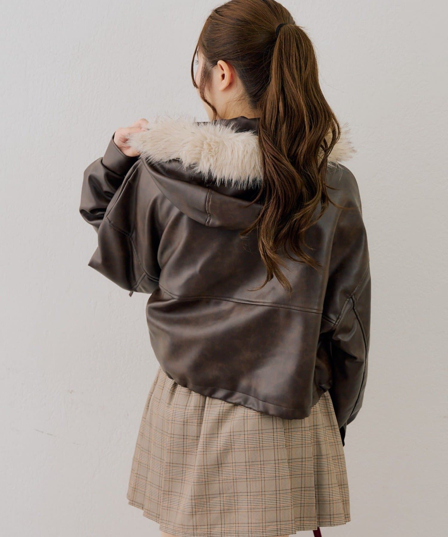 NICE CLAUP / OLIVE des OLIVE OUTLET(ナイスクラップ  / オリーブ デ オリーブ アウトレット) 【ANOTHER BRANCH】フードファーリボン付ブルゾン