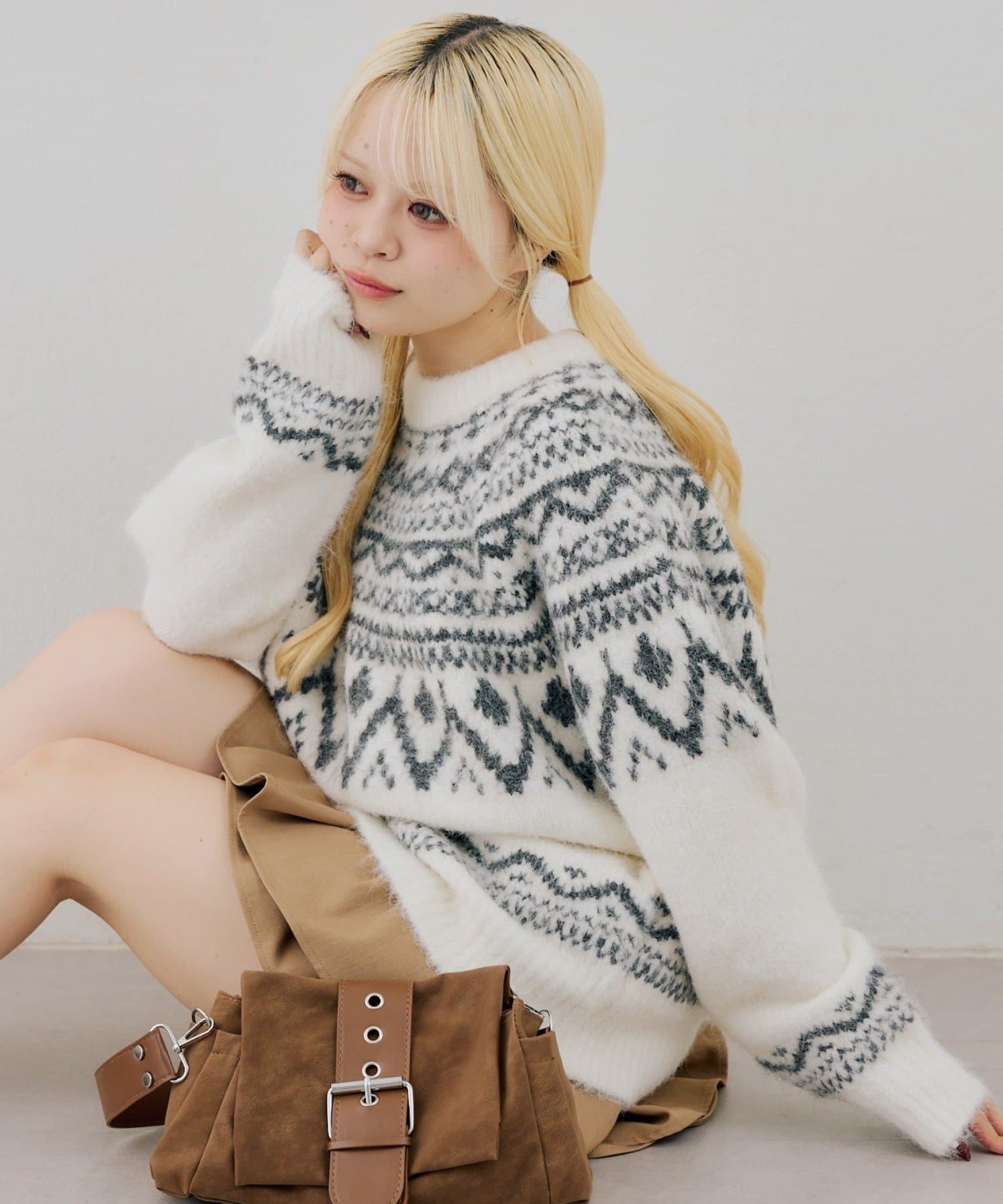 NICE CLAUP / OLIVE des OLIVE OUTLET(ナイスクラップ  / オリーブ デ オリーブ アウトレット) 【continuer】ノルディック柄ニット